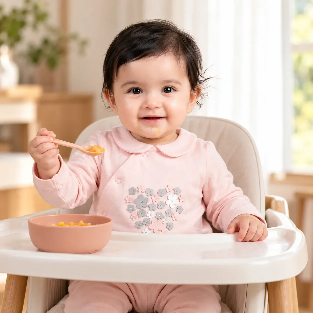 baby girl eating
