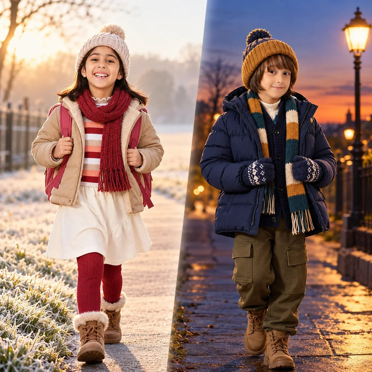 children outside in winter