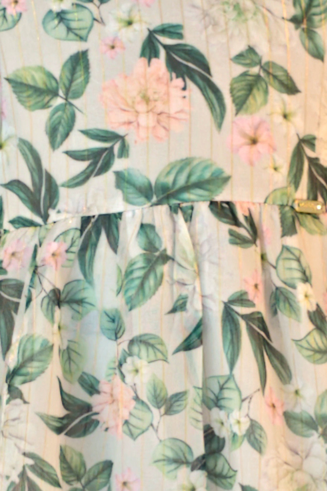 Girls Multi Floral Print Lurex Chiffon Half Sleeve Dress
