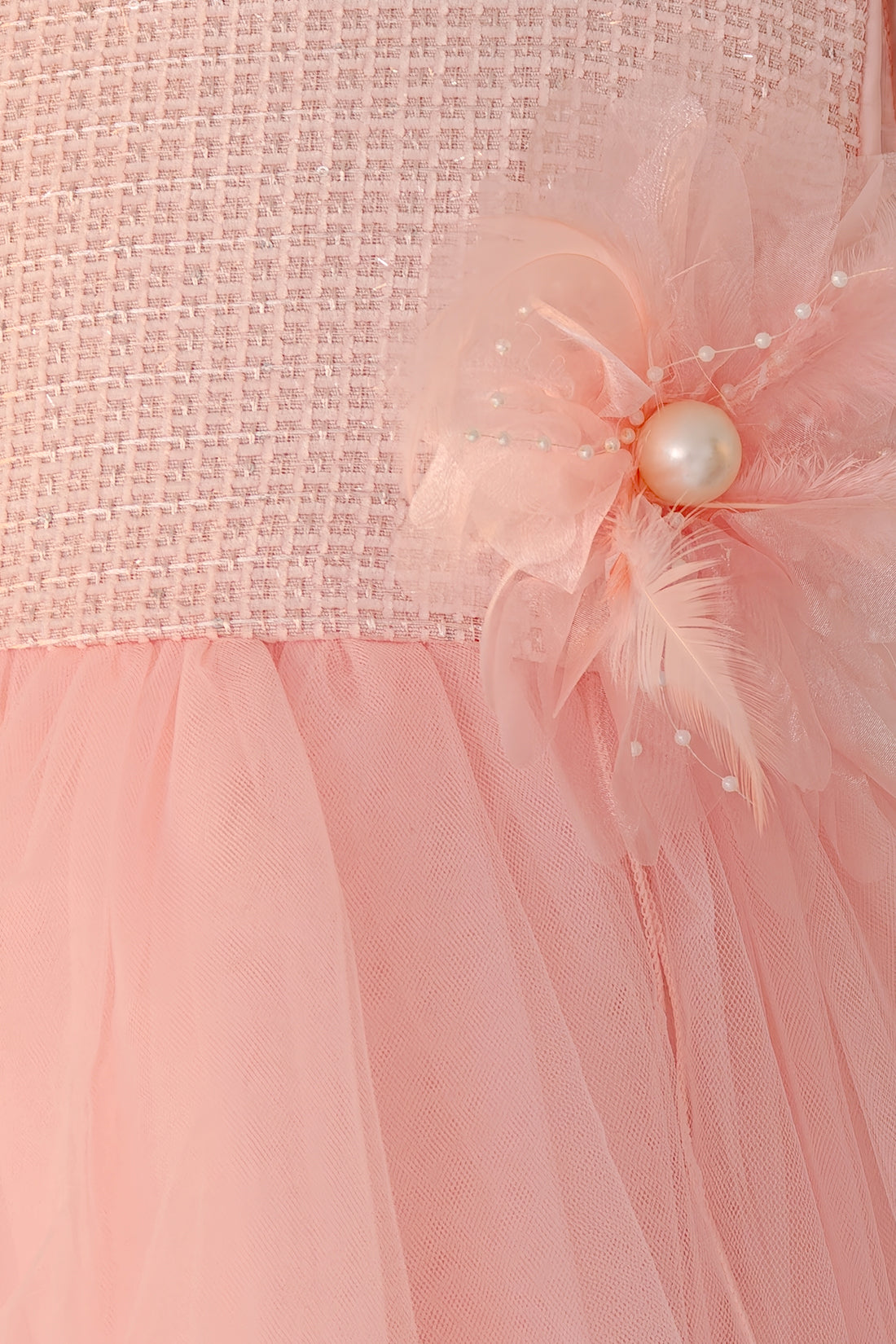 Girls Pink Solid Woven Summer Dress