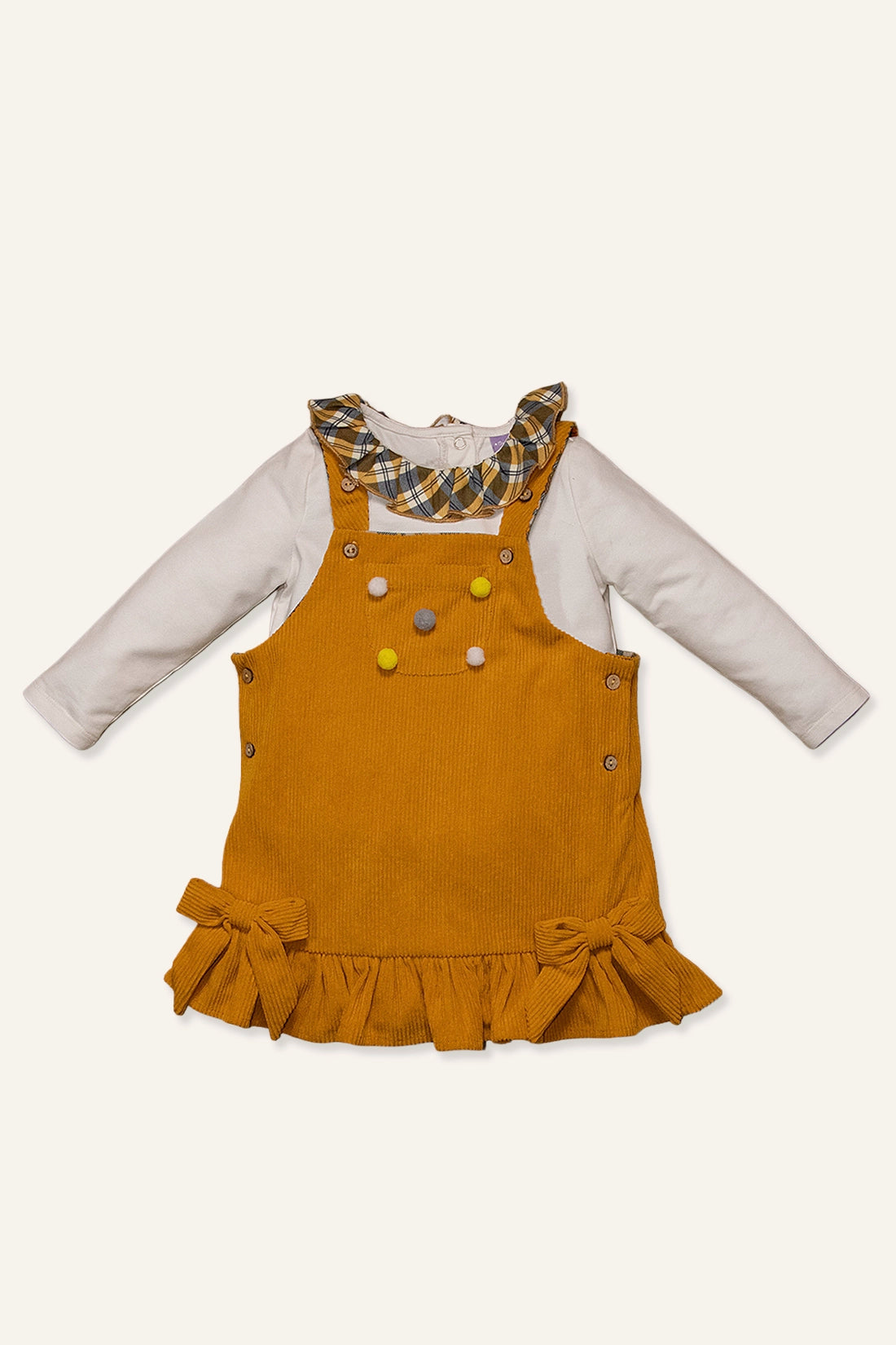 Baby Girls Mustard Dangri with t-shirt