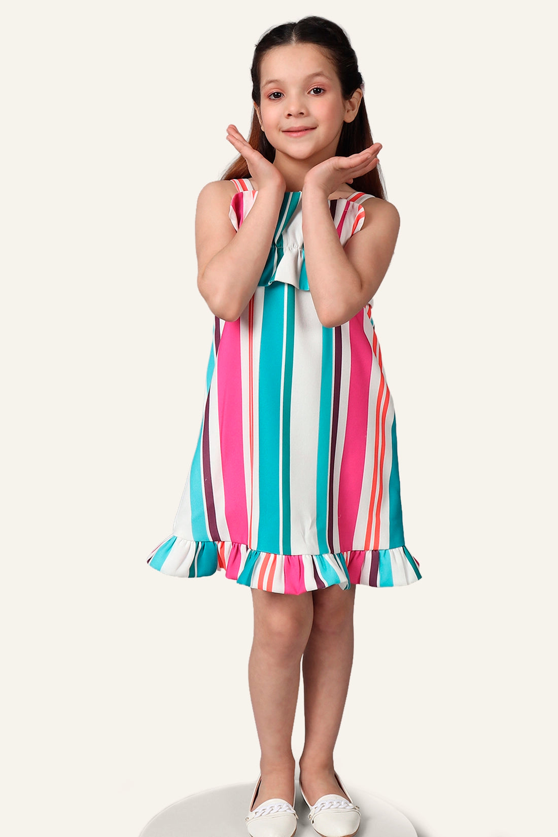Girls Multicolored Striped Dress