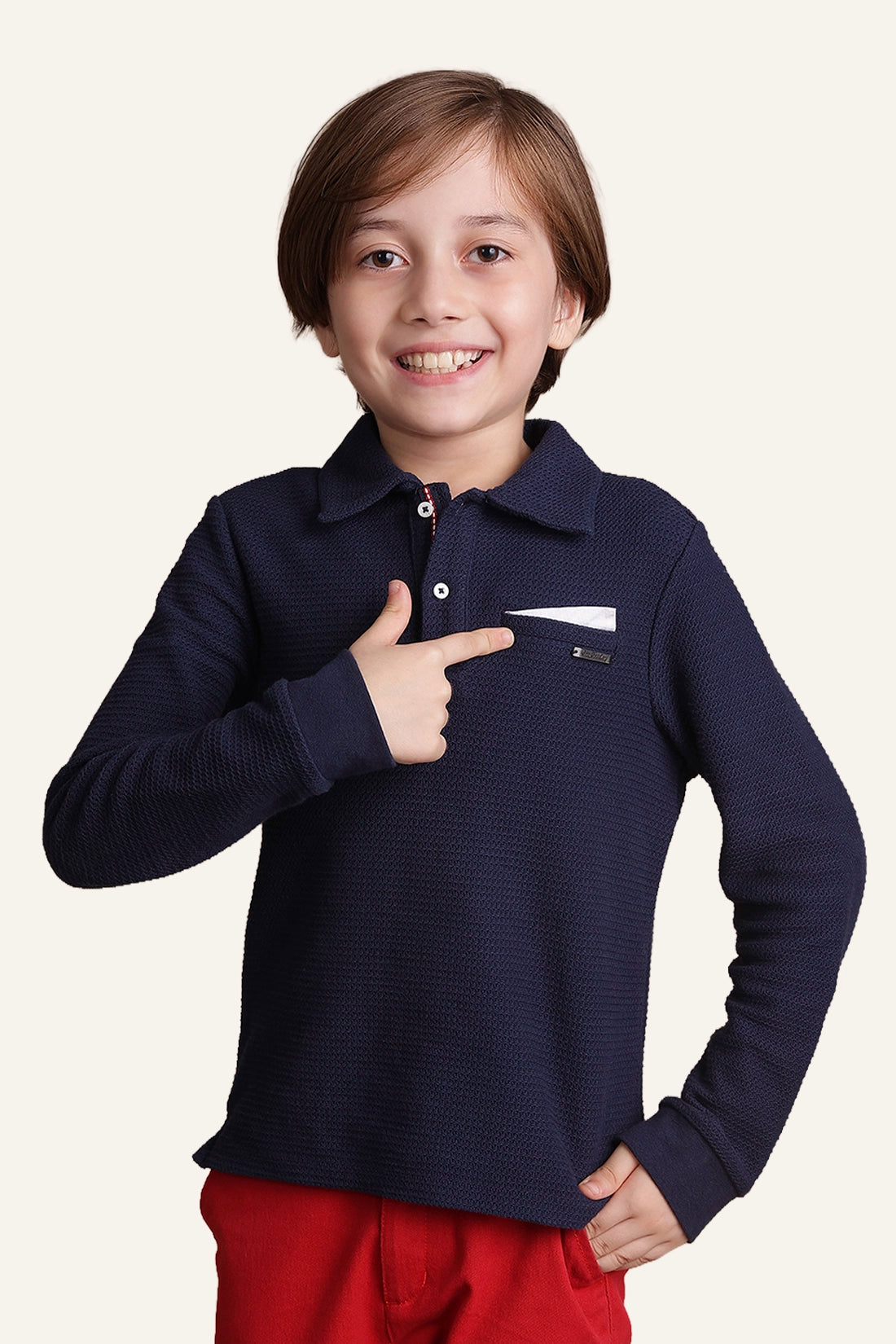 Boys Navy Blue Knitted T-shirt