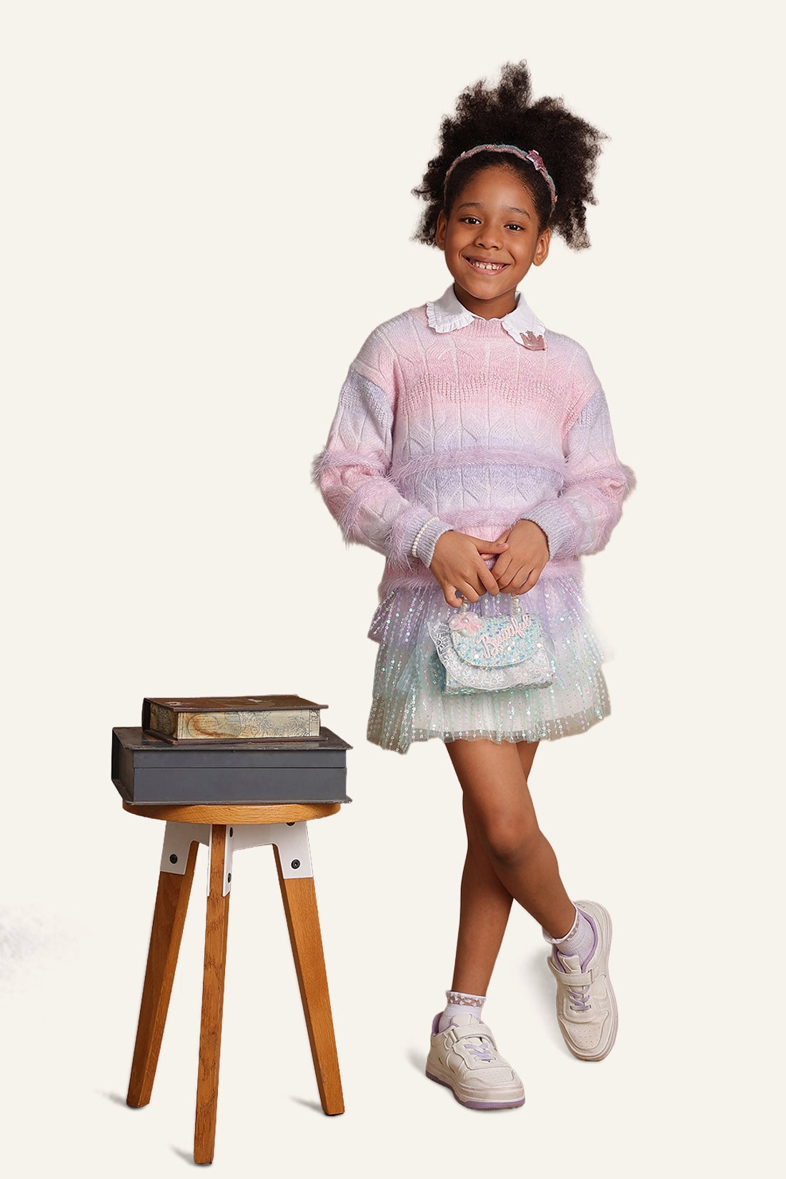 Girls Pink Solid Sweater