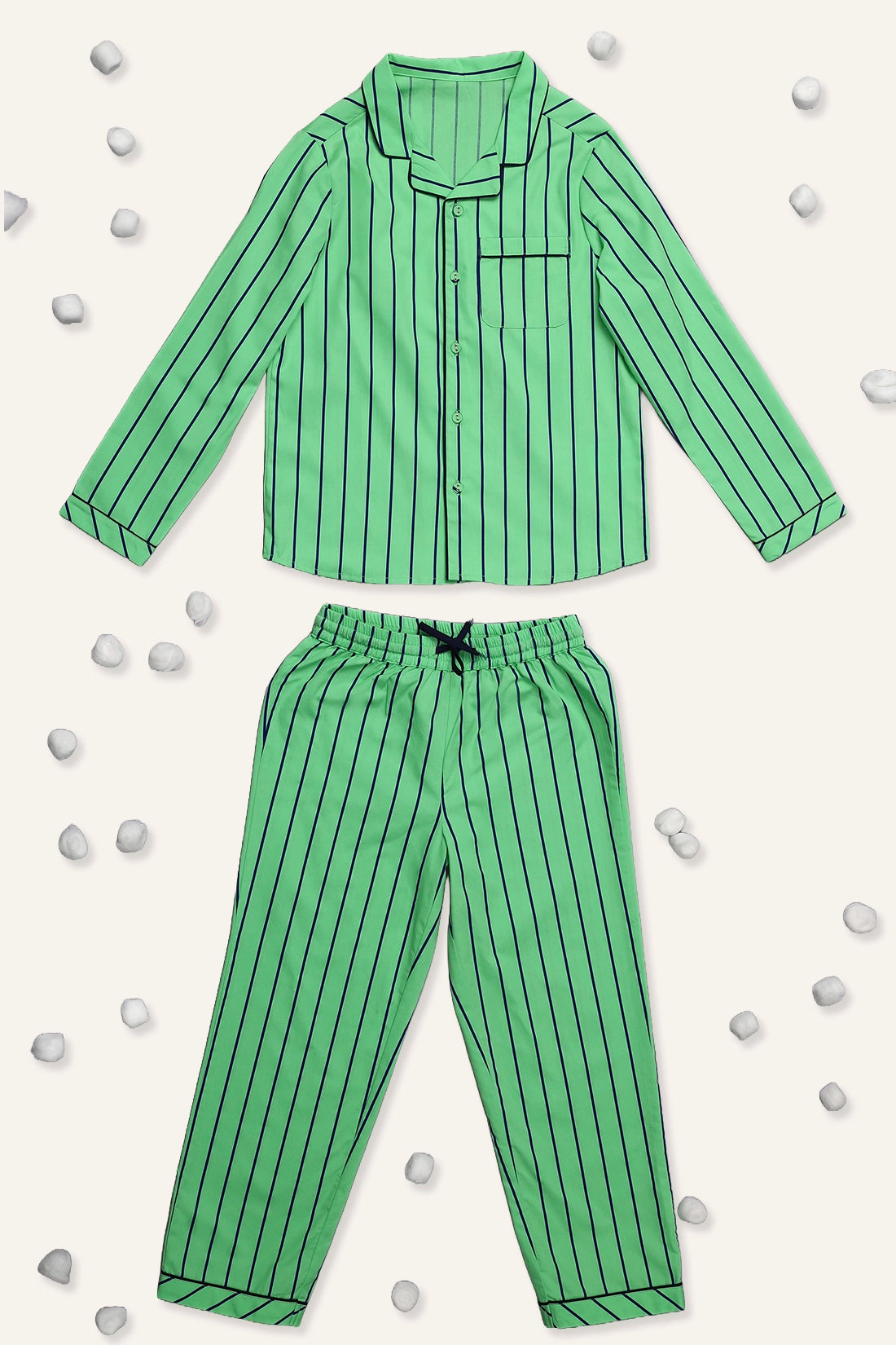 Boys Green Stripes Night Suit
