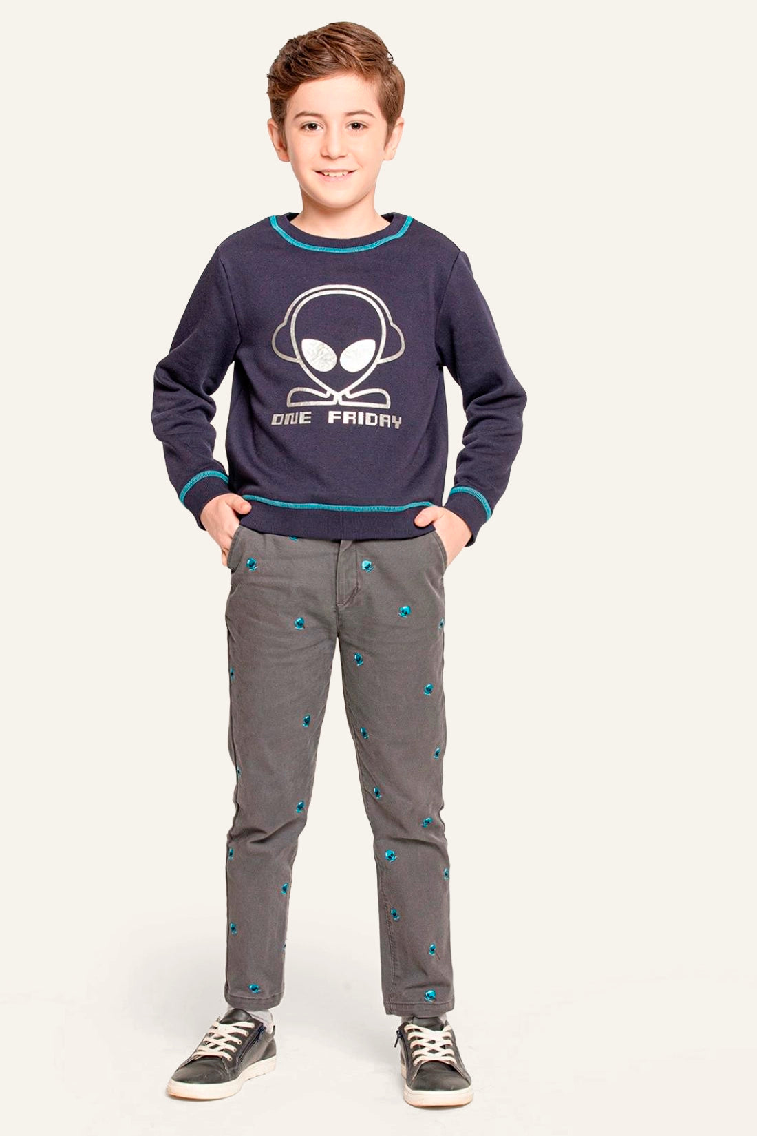 Boys Grey Straight Fit Trouser