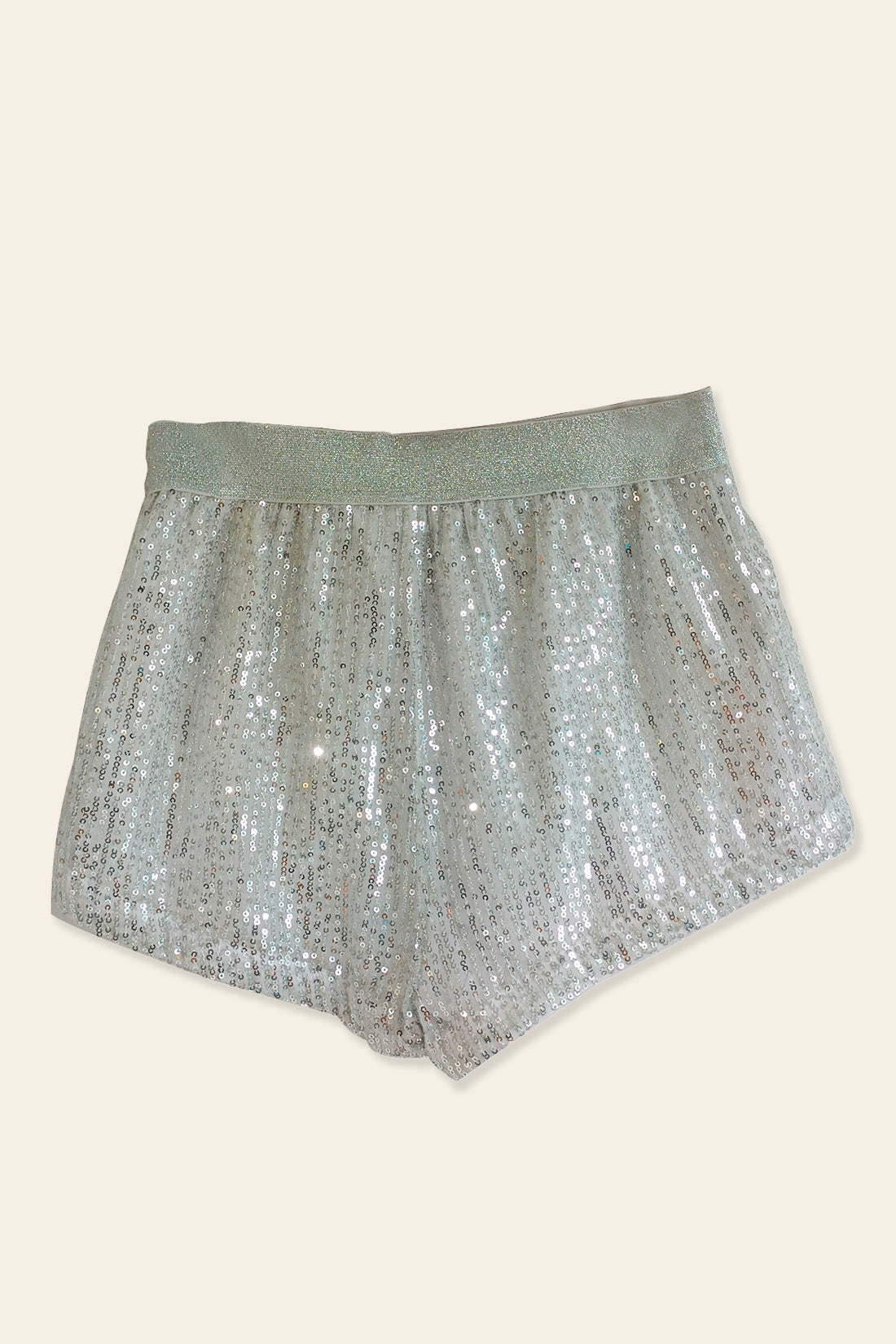 Girls White Sequin Short