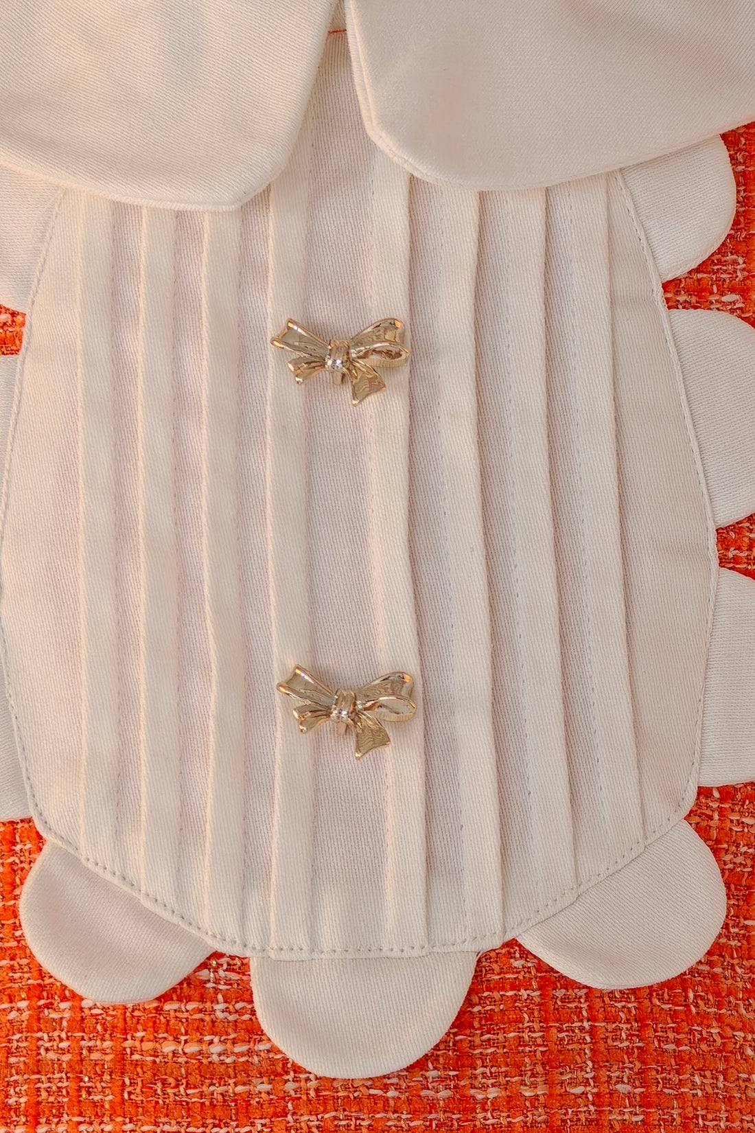 Girls Orange Boucle Shirt Collar Half Sleeve Dress
