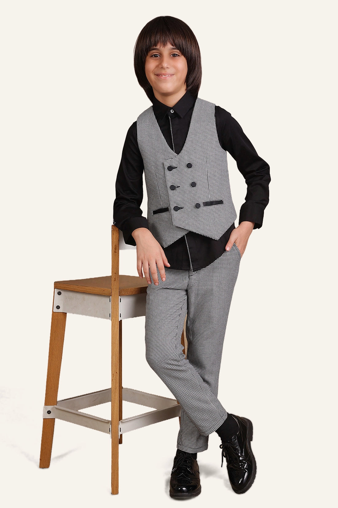 Boys White & Black Waist Coat