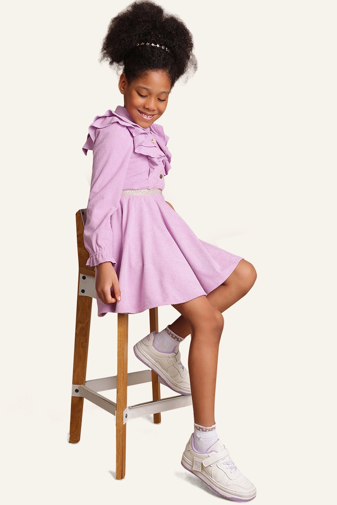 Girls Lilac A-line Flared Dress