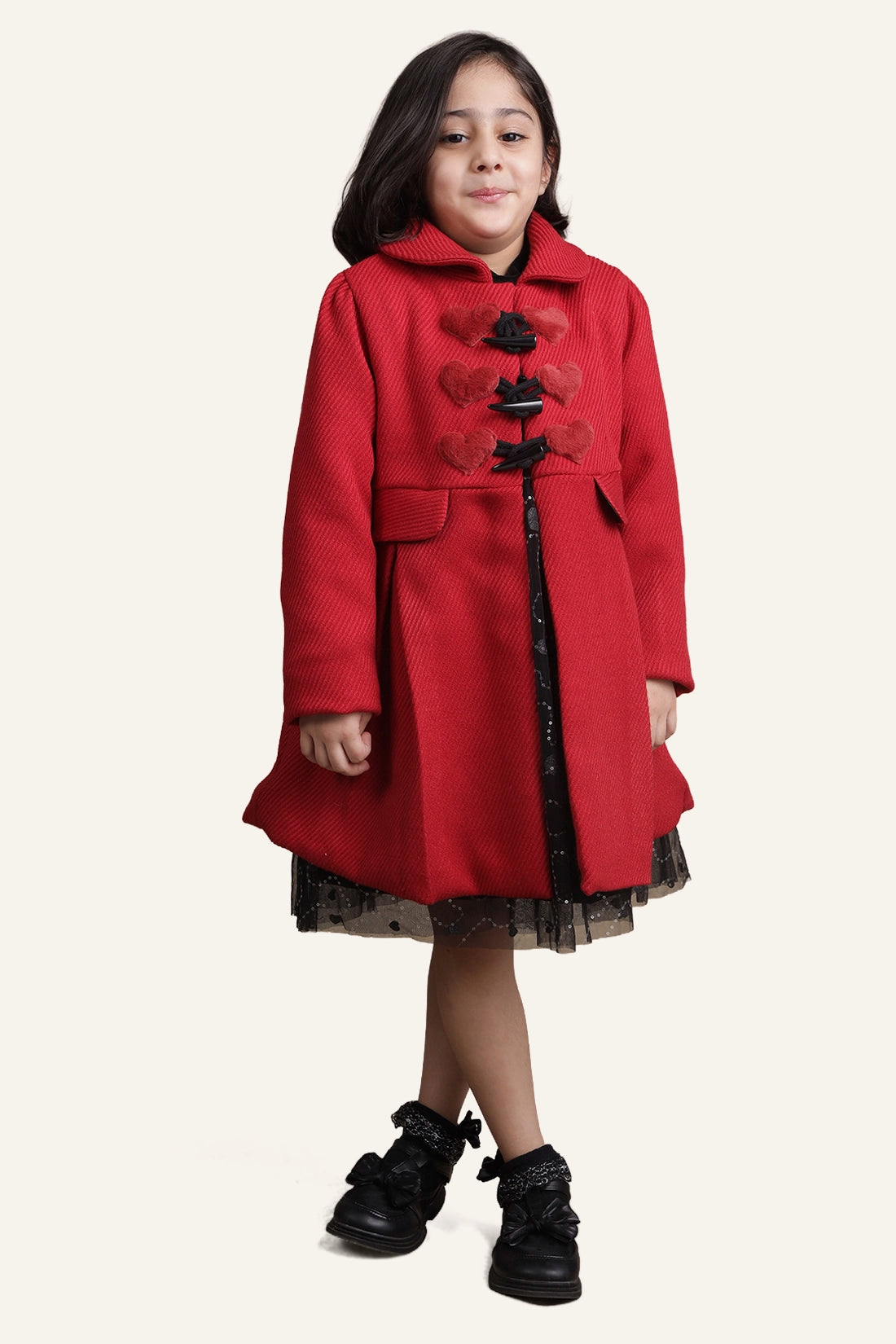 Girls Cherry Red Overcoat