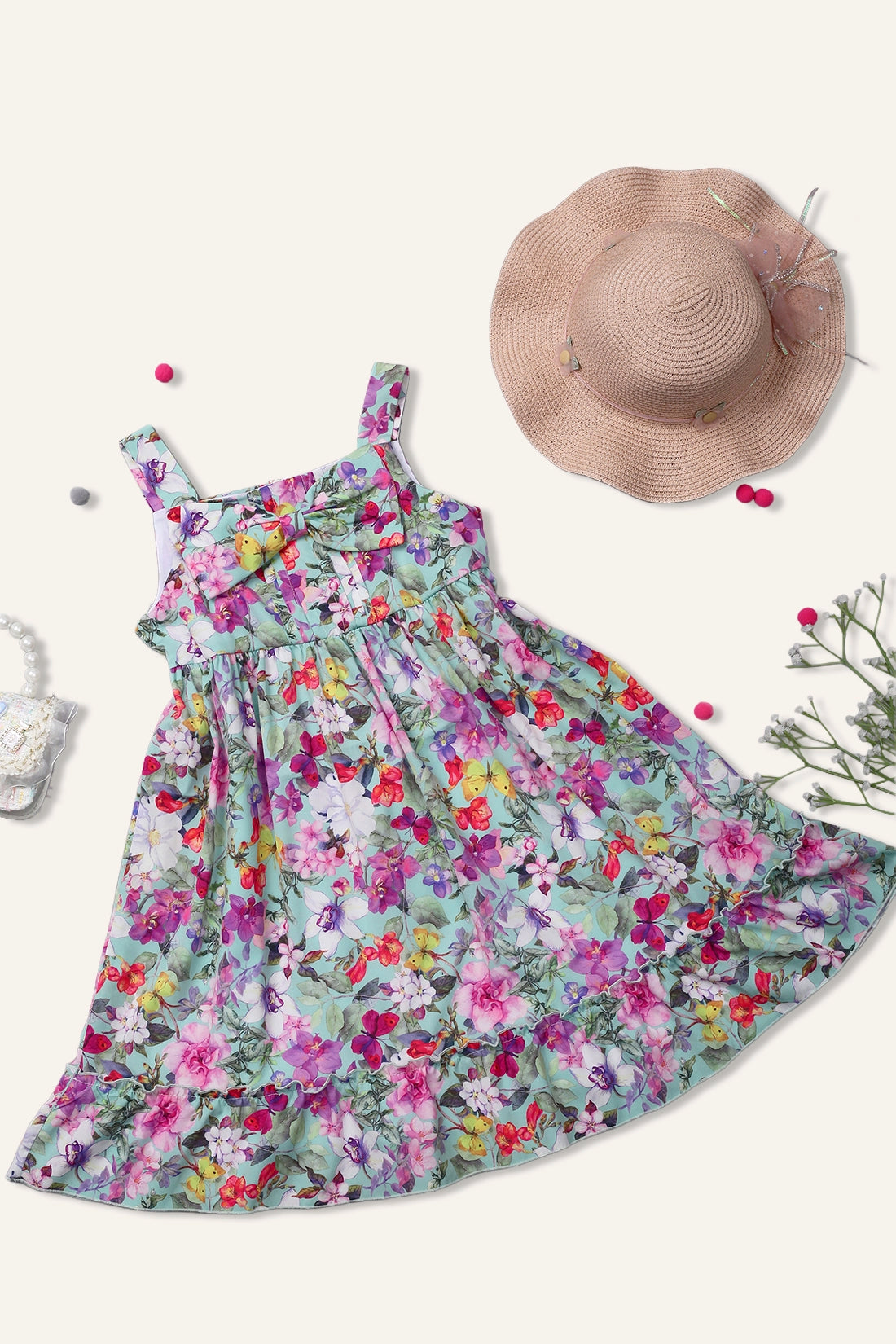 Girls Multicolour Flower Dress