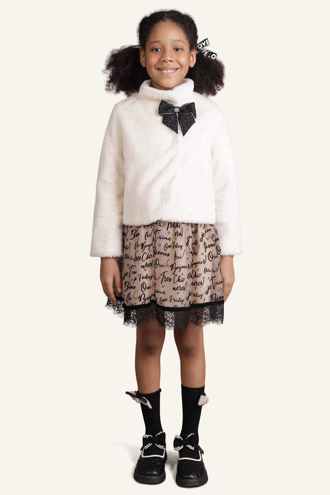 Girls White Fur Jacket