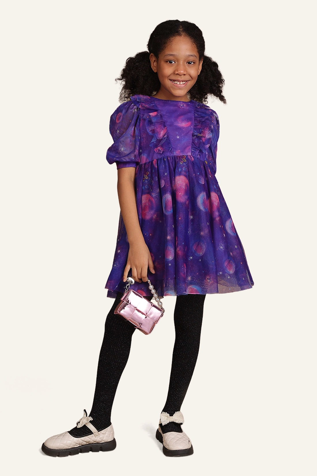 Girls Purple Cosmic Theme Dress