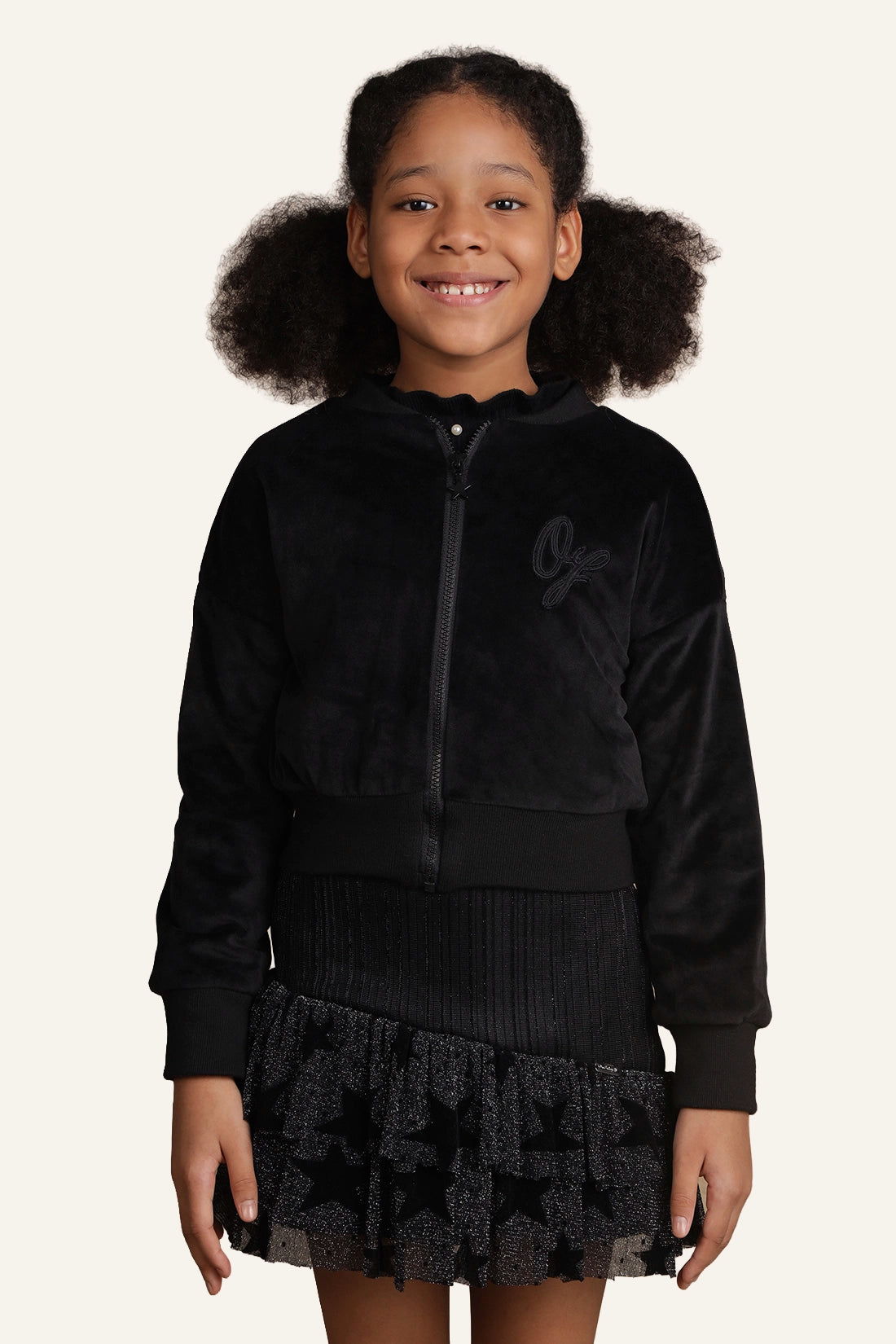 Girls Black Crop Jacket
