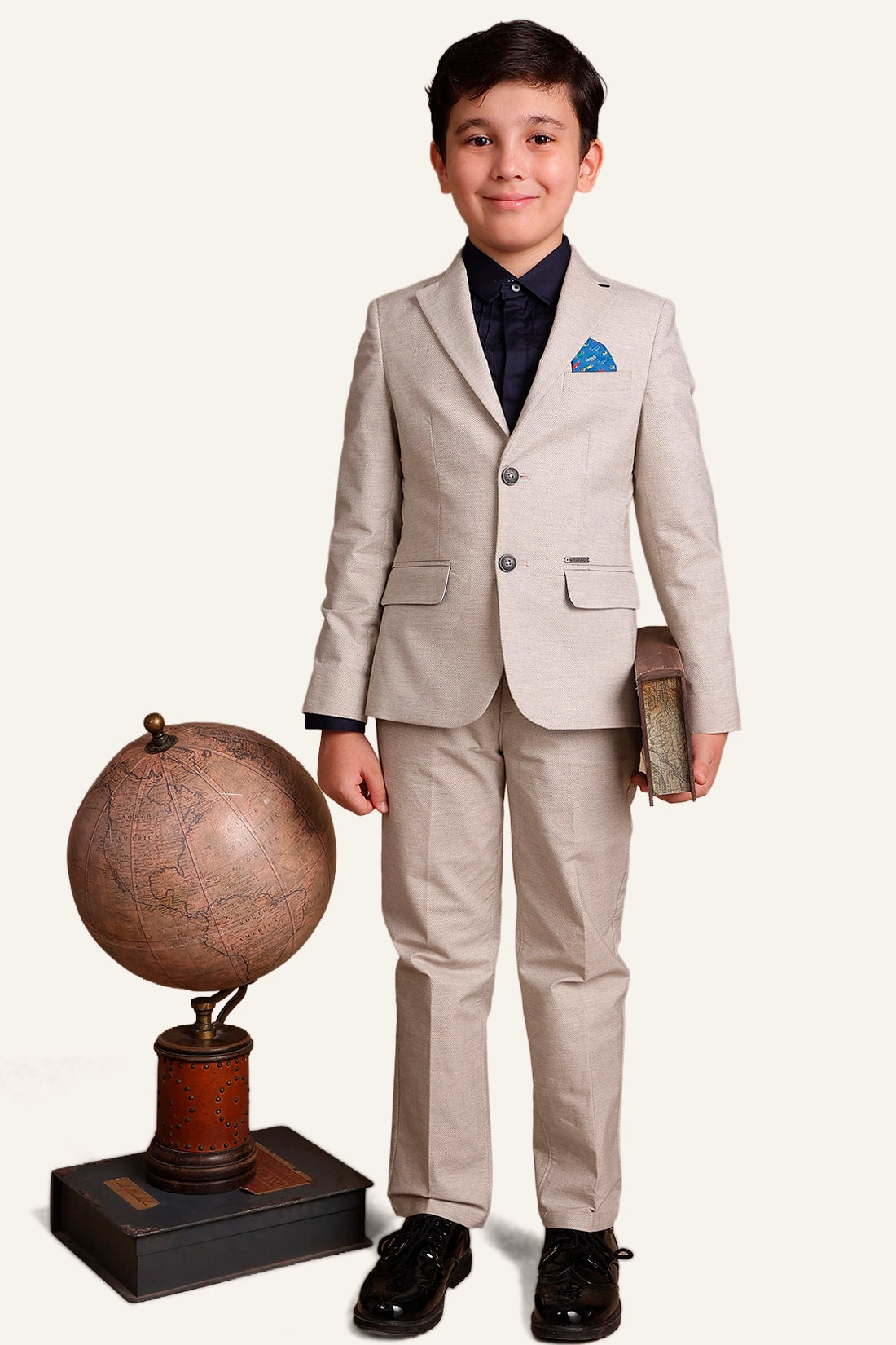 Boys Grey Solid Blazer