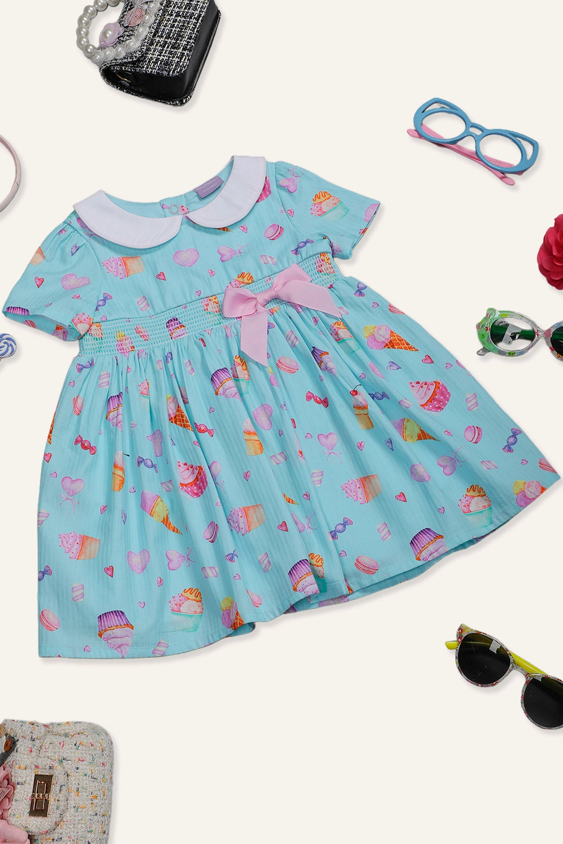 बेबी गर्ल्स एक्वा ड्रेस