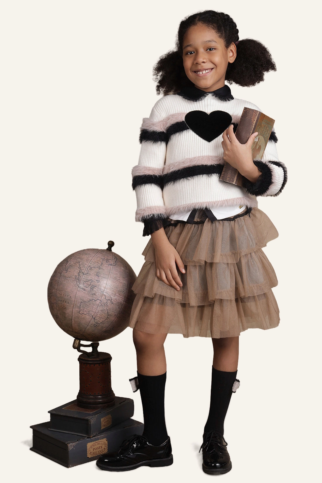 Girls Multicolor Stripes Sweater