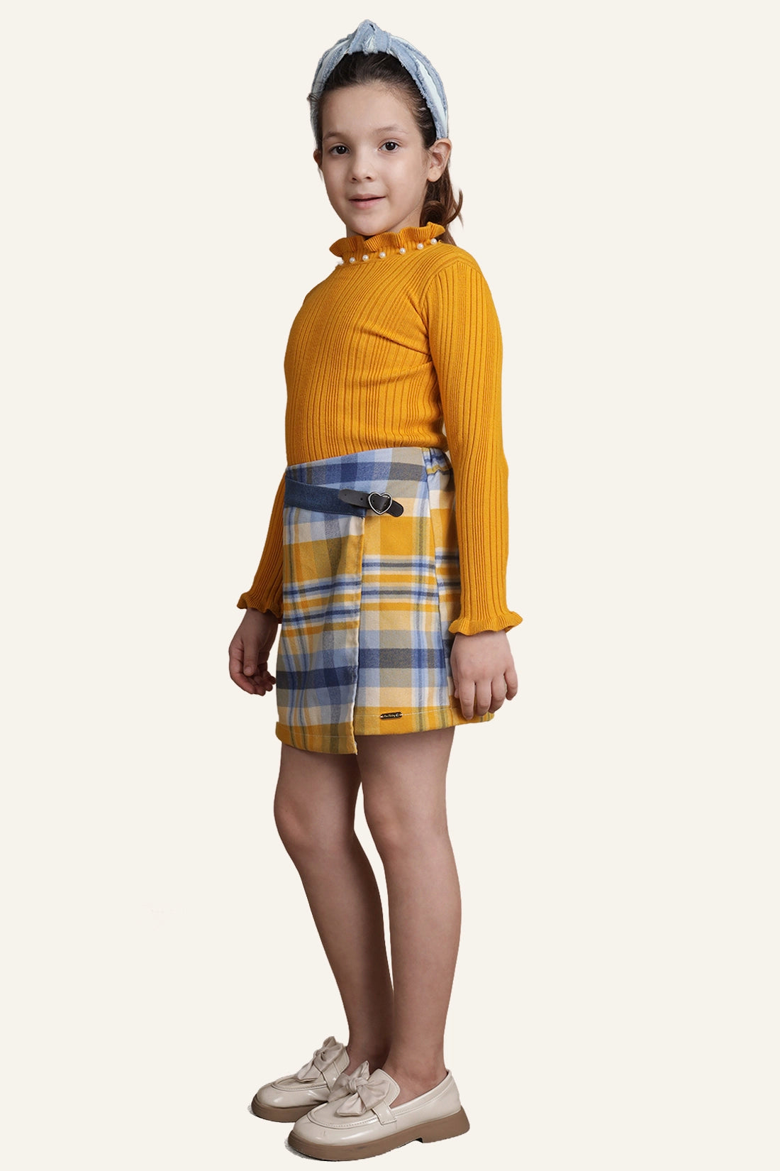 Girls Multicolor Checks Skirt