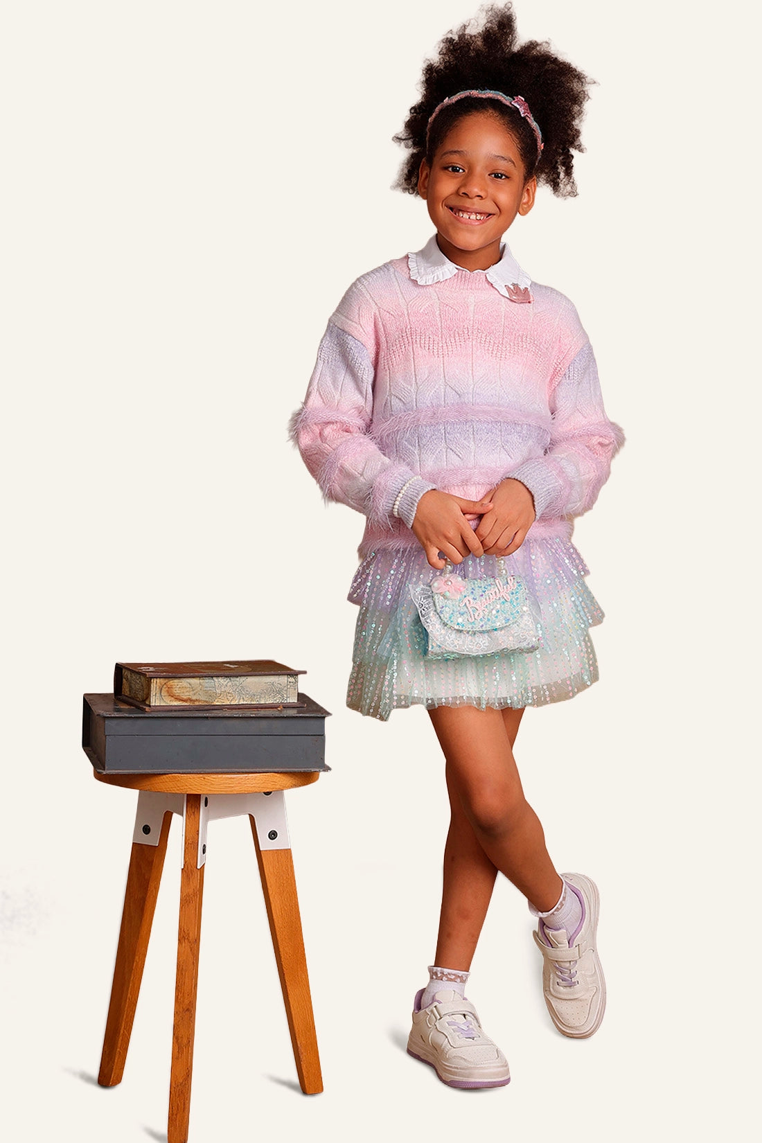 Girls Multicolor Sequins Skirt