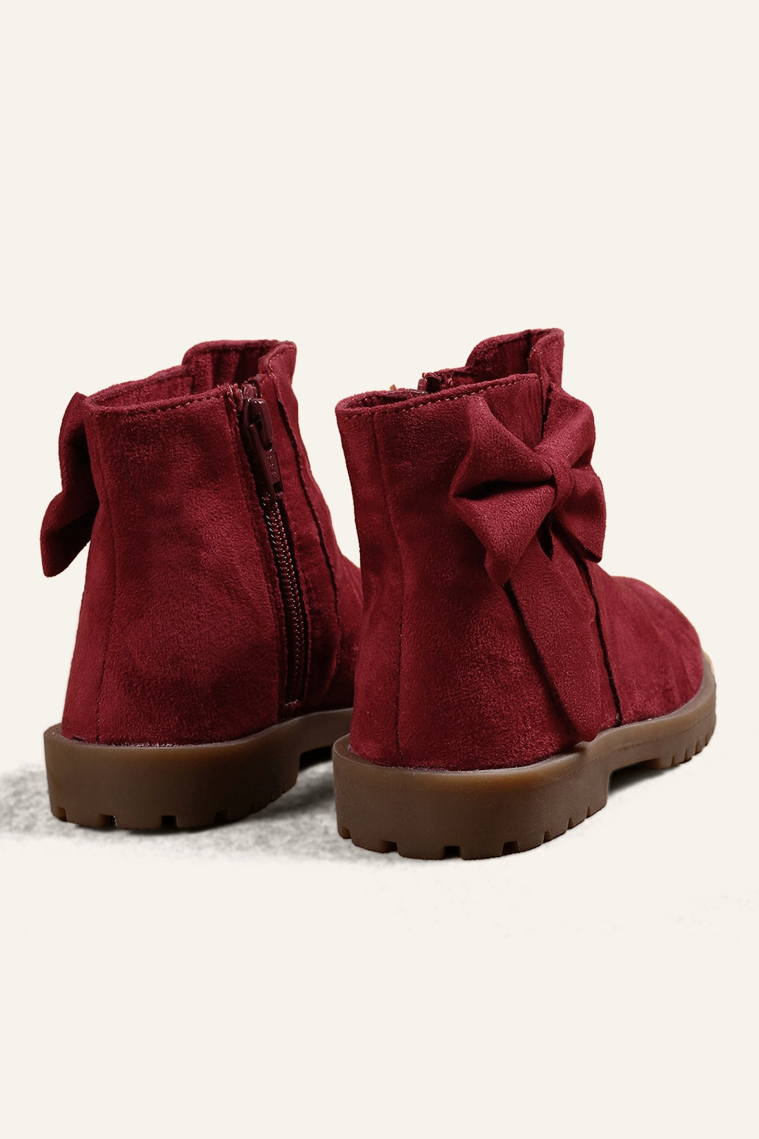Girls Maroon Solid Boots