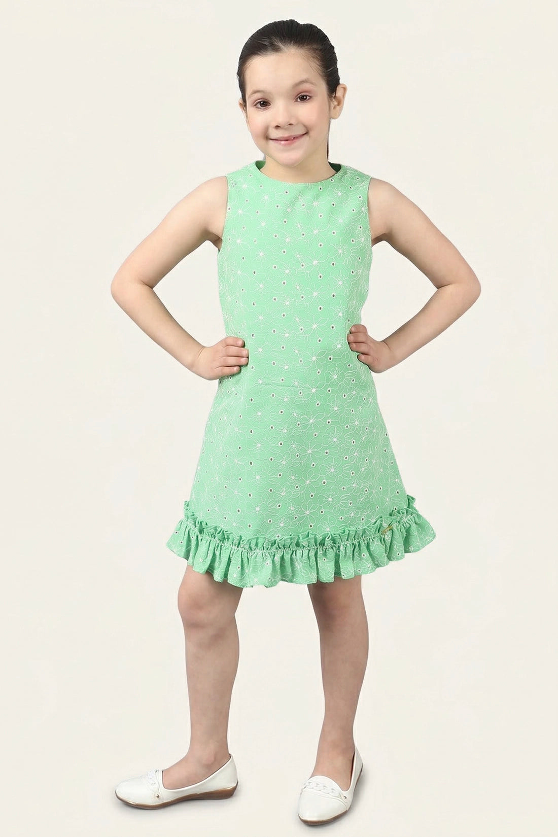 Girls Green Frills Dress
