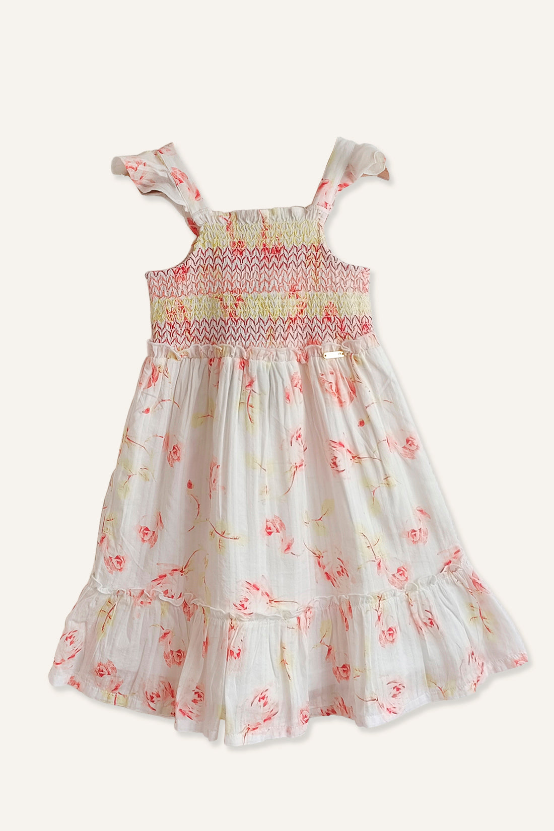 Girls Off White Floral Dress