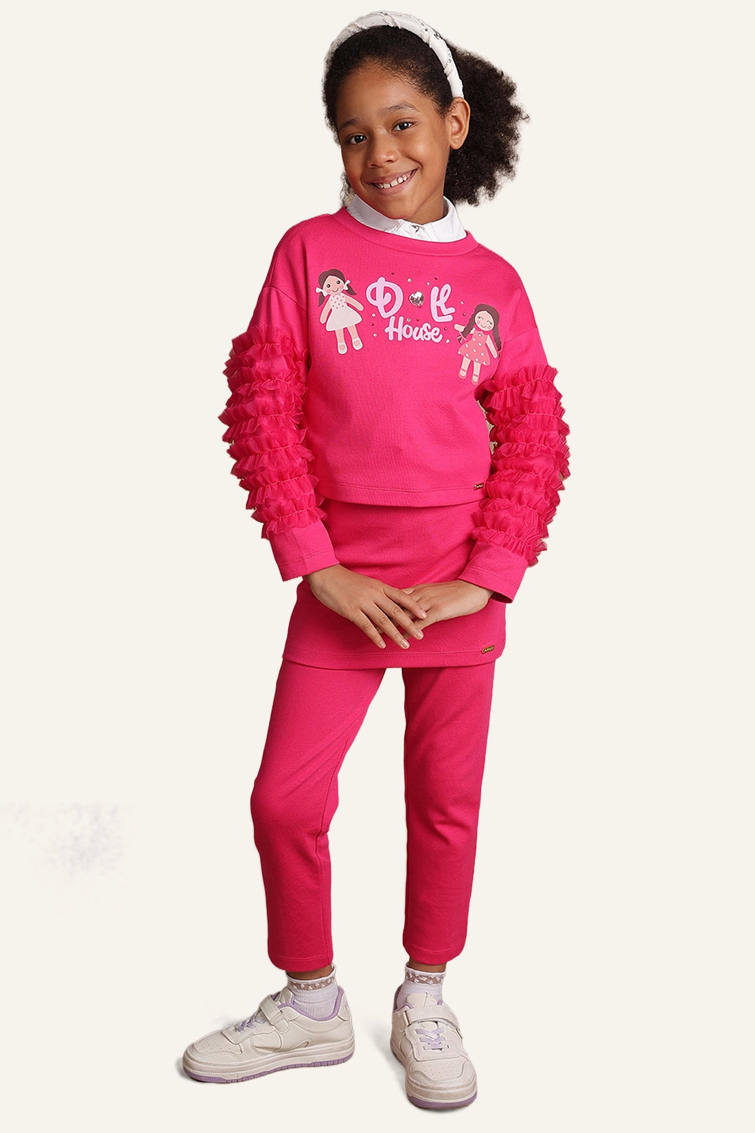 Girls Pink Skirt With attached Jeggings