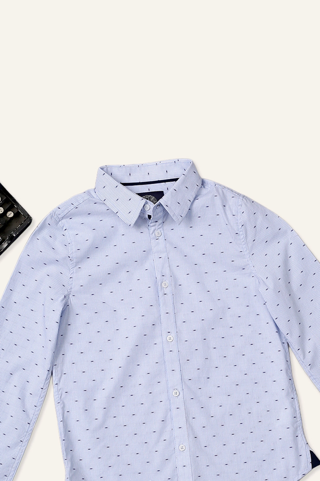 Boys Blue and White Striped Shirt