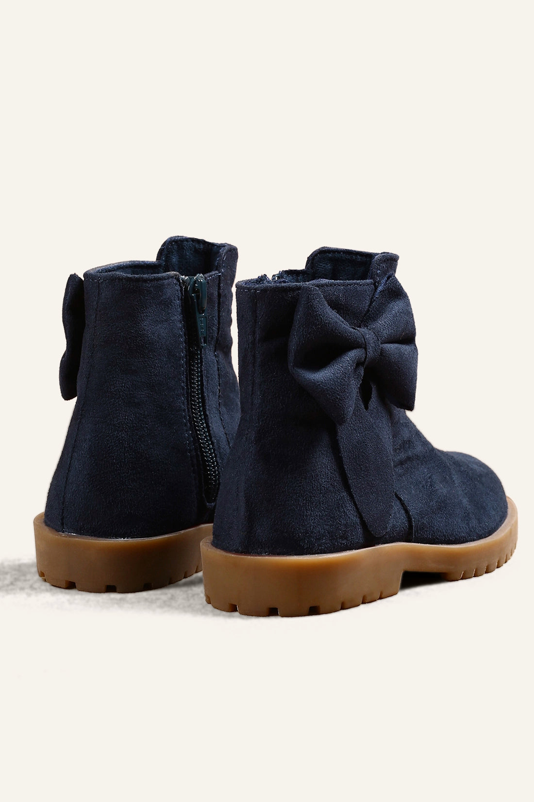 Girls Navy Blue Solid Boots