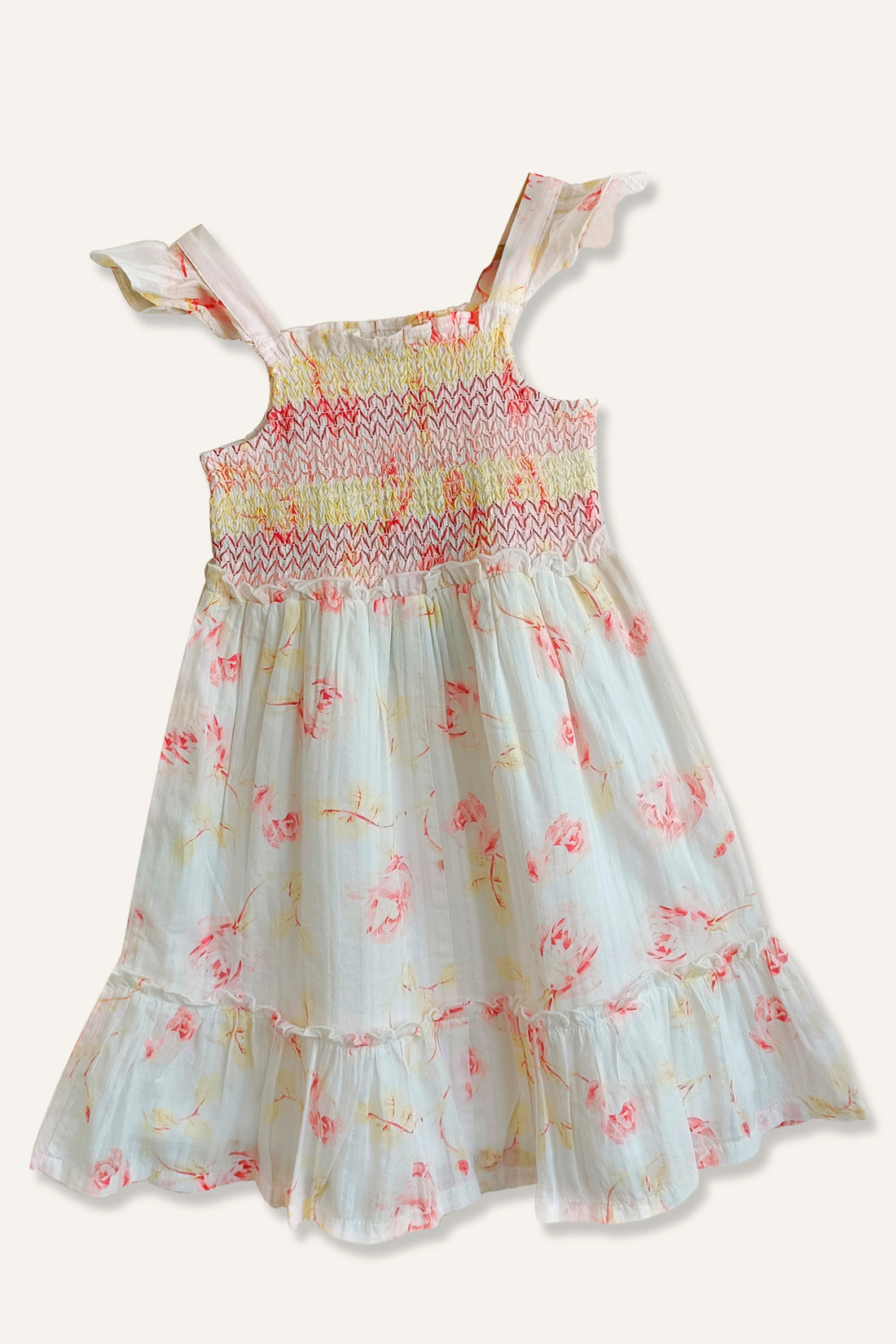 Girls Off White Floral Dress