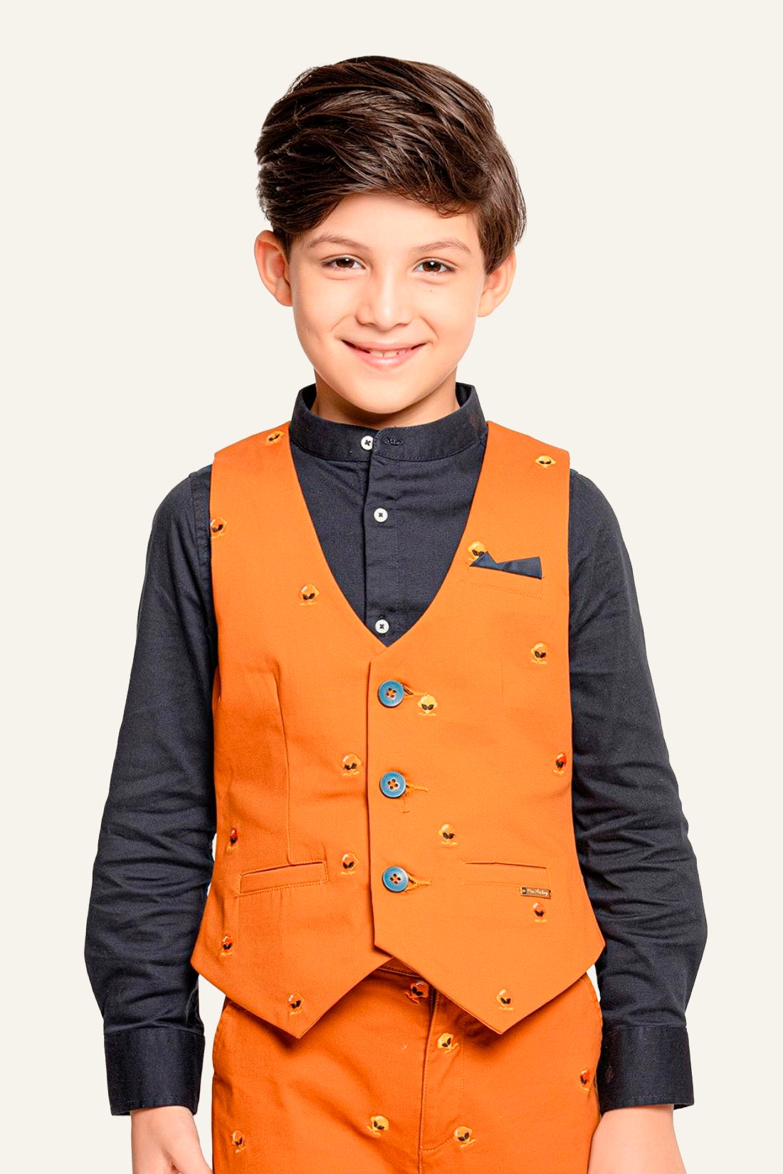 Boys Rust V-Neck Waist Coat