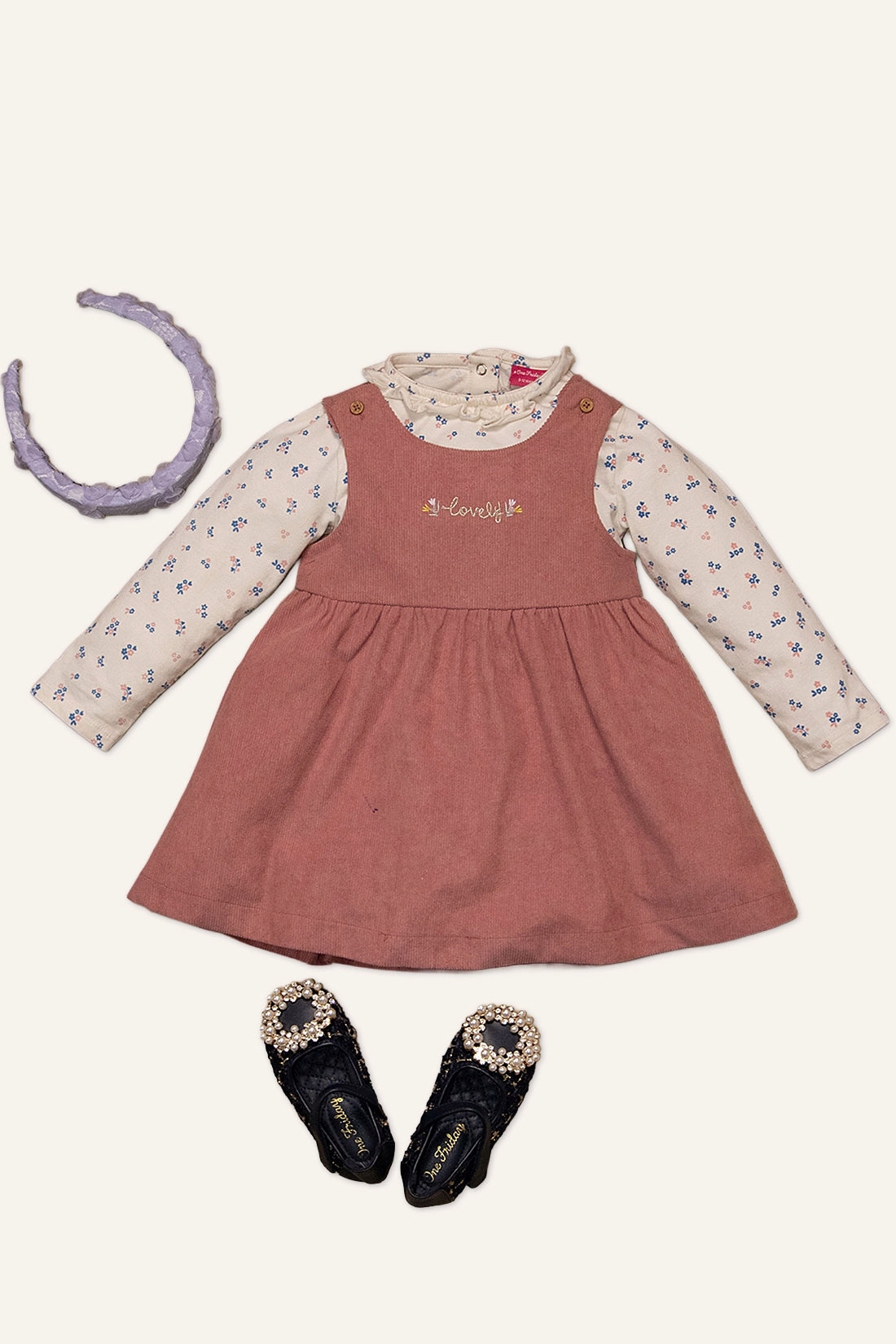 Baby Girls Pink Floral Print Dress With Top