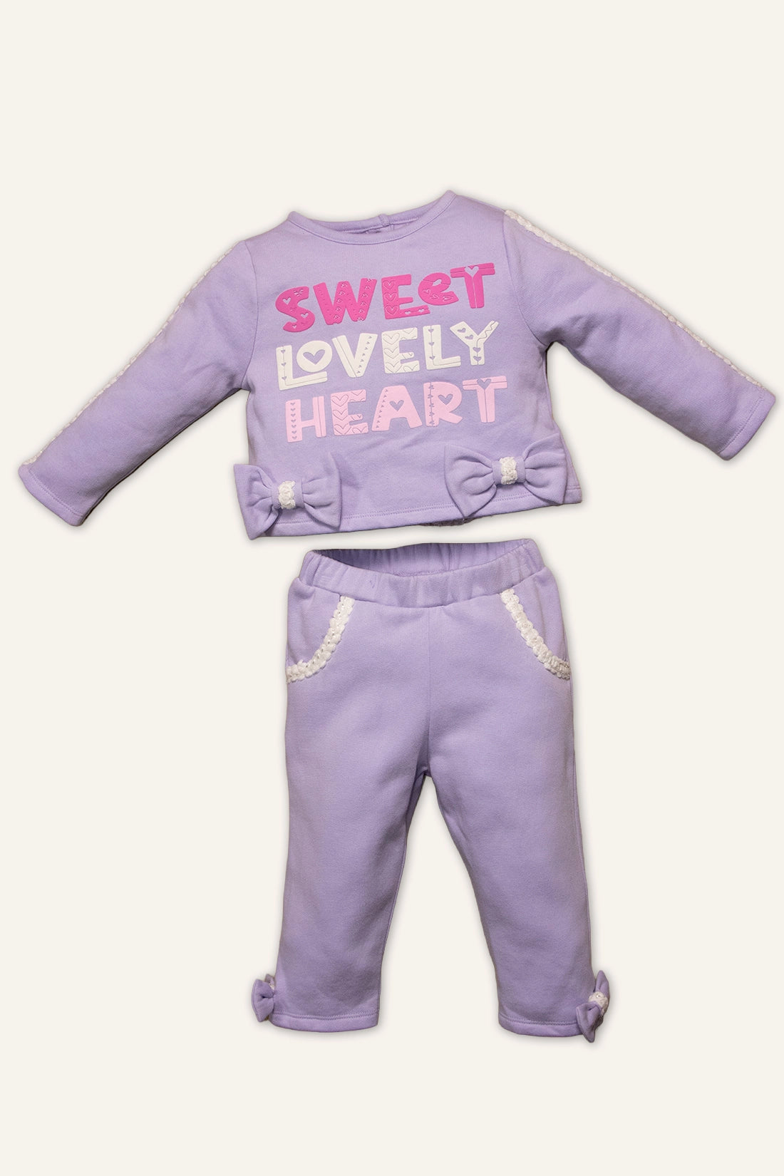 Baby Girls Lilac Sweat Shirt With Track Pant