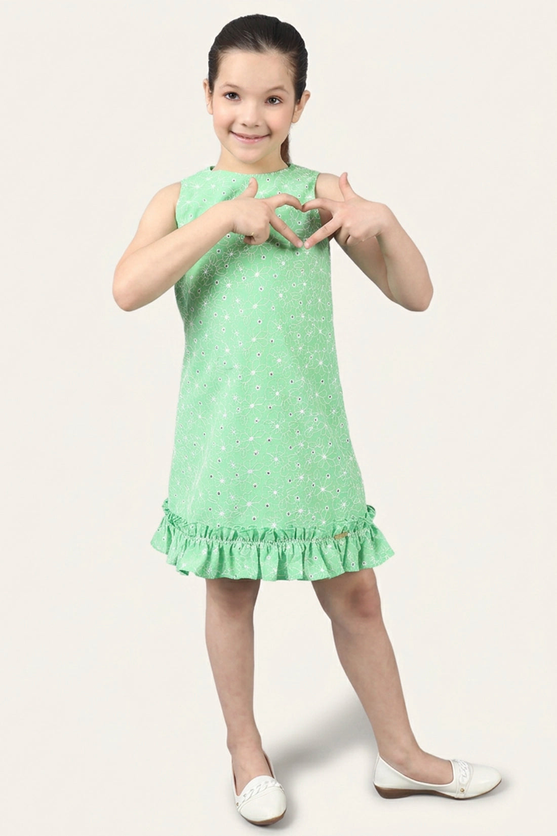 Girls Green Frills Dress