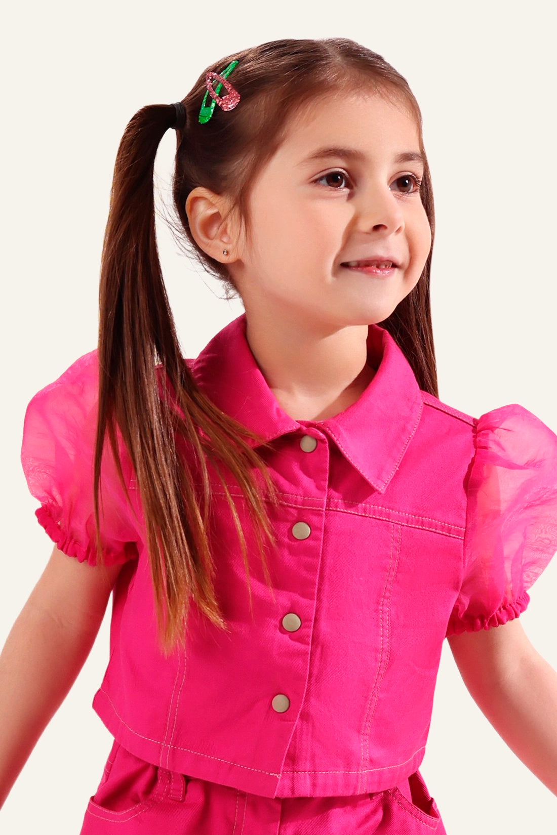 Girls Pink Collared Top