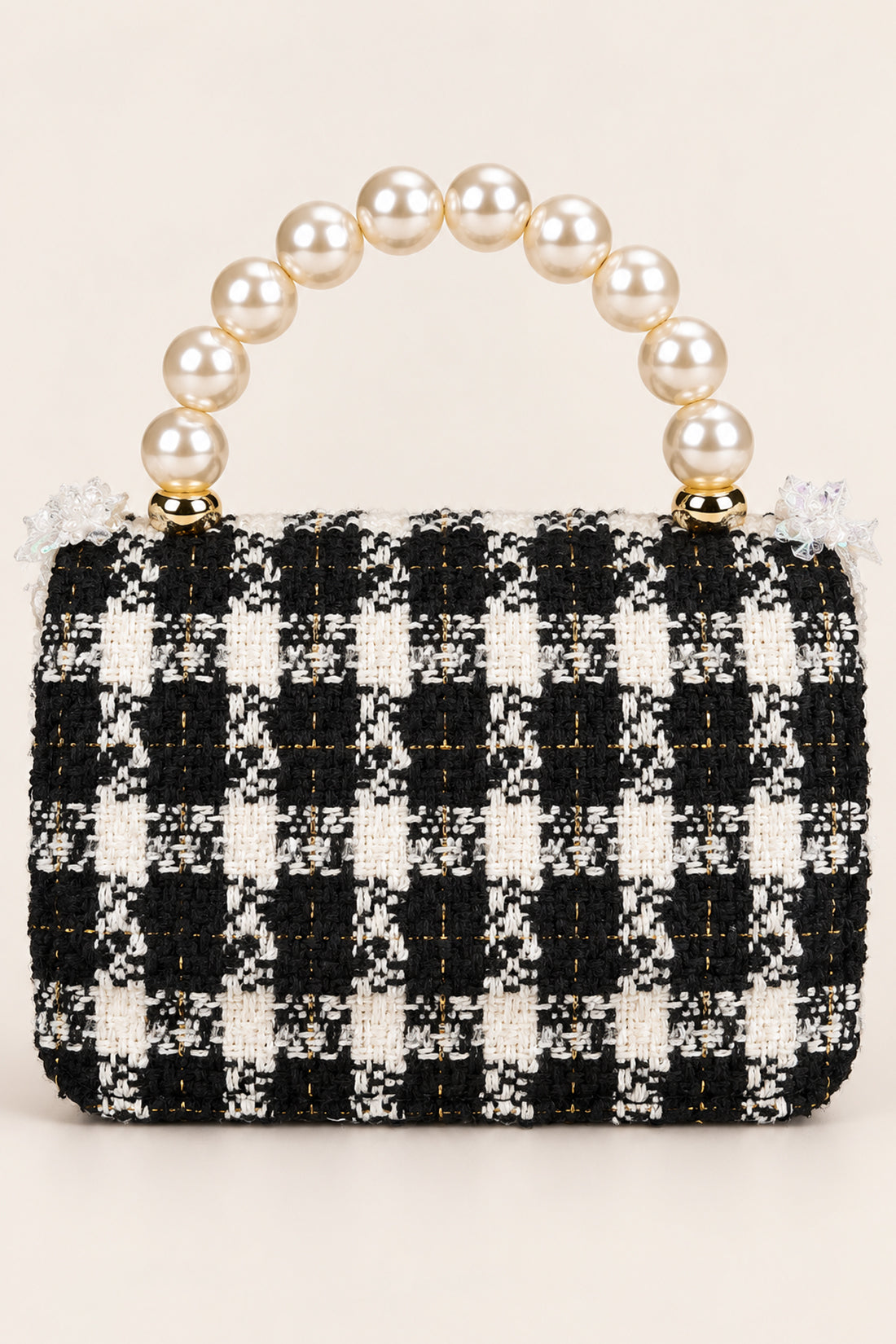 Girls Black Boucle Embellished Hand Bag