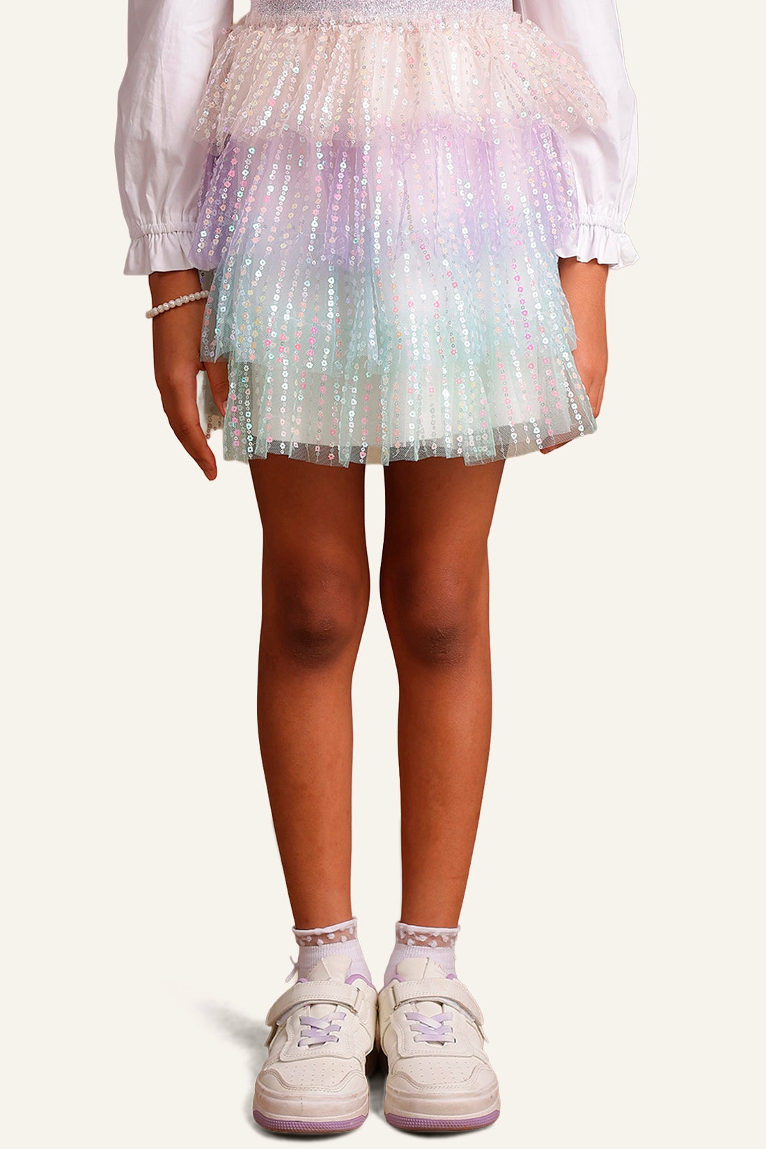 Girls Multicolor Sequins Skirt