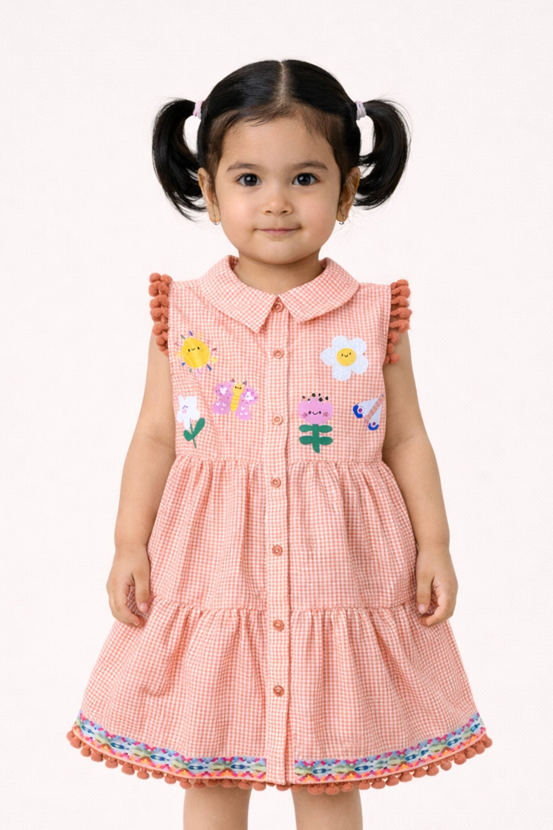Baby Girls Multi Checked Cotton Dress
