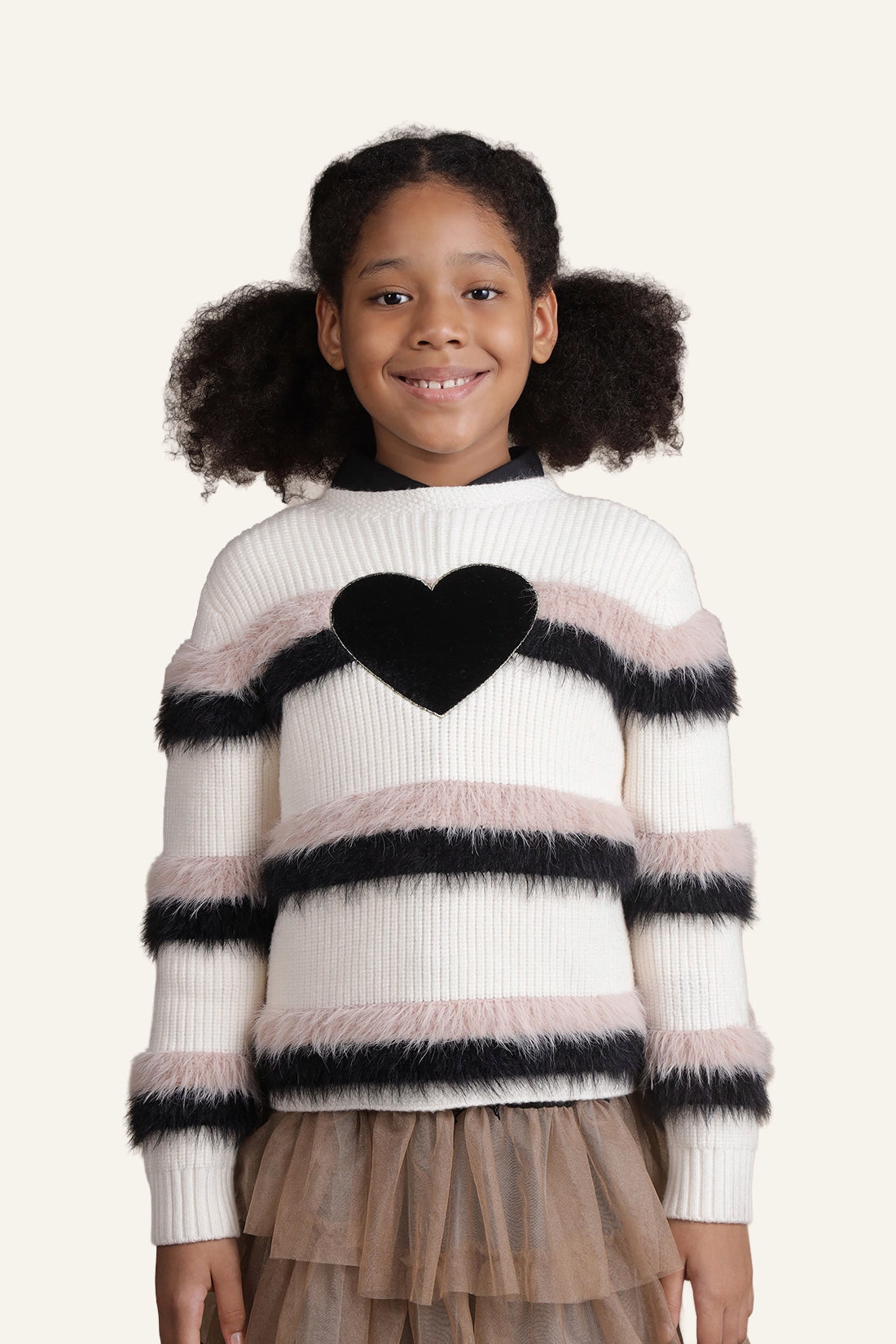 Girls Multicolor Stripes Sweater