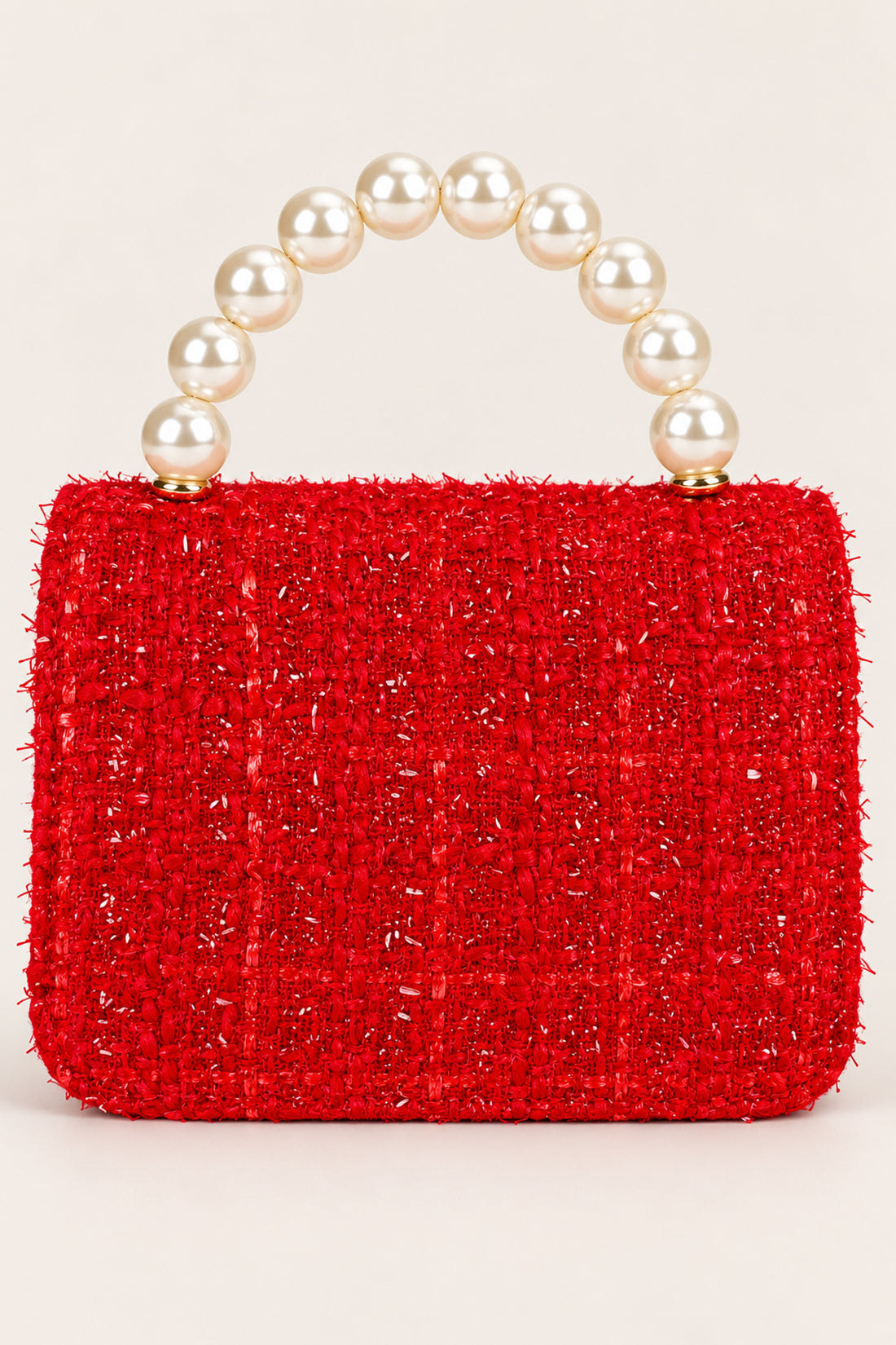 Girls Red Boucle Embellished Hand Bag