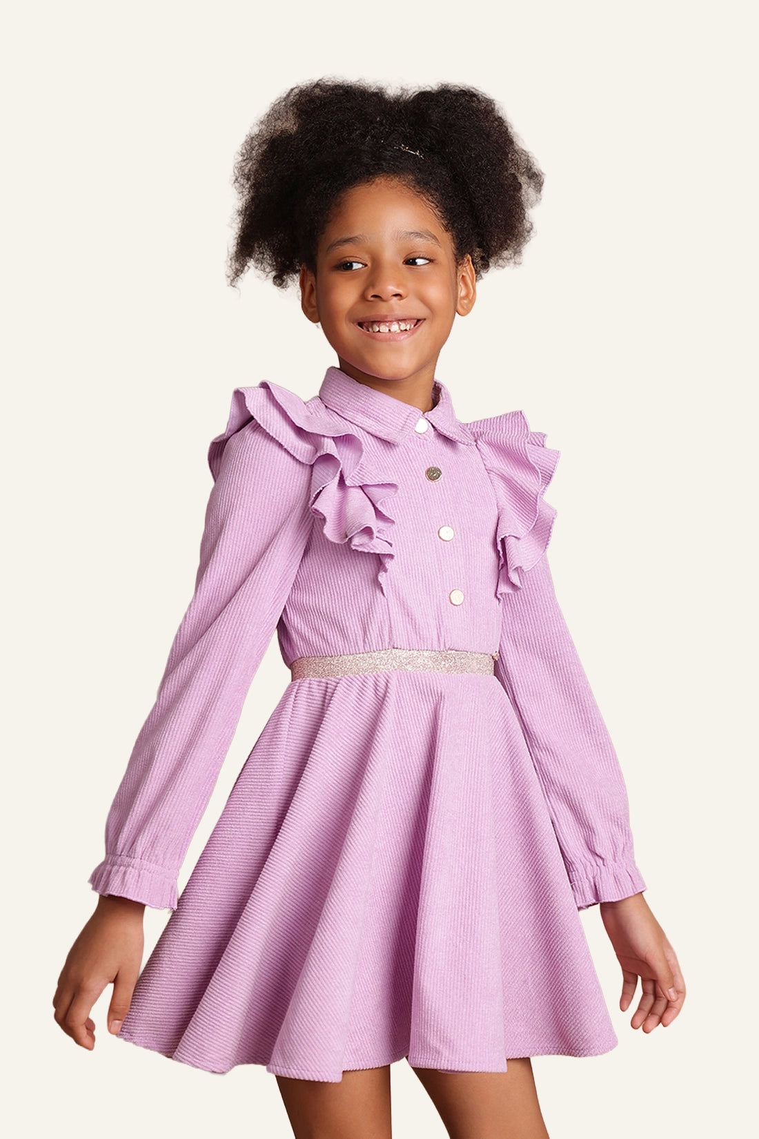 Girls Lilac A-line Flared Dress