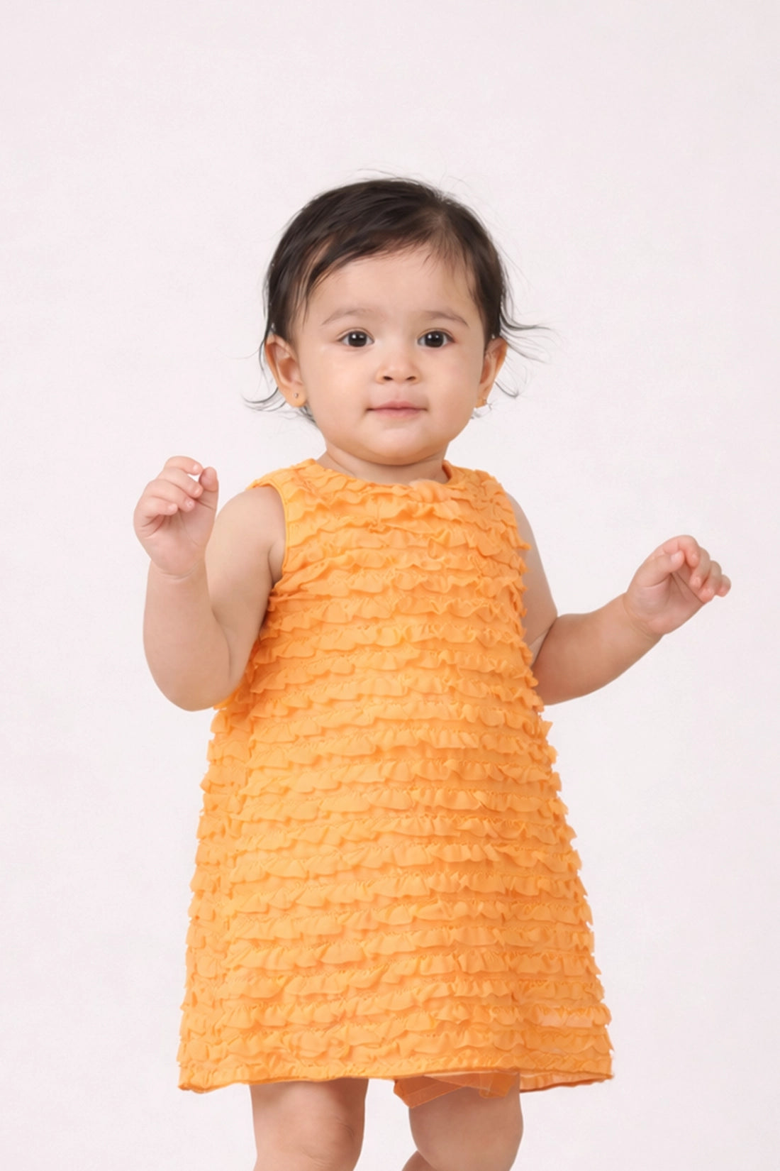 orange infant dress Baby Girls Solid Sleeveless Size:6 1/2 Medium No question Remove grease stains from Ocassion_Casual