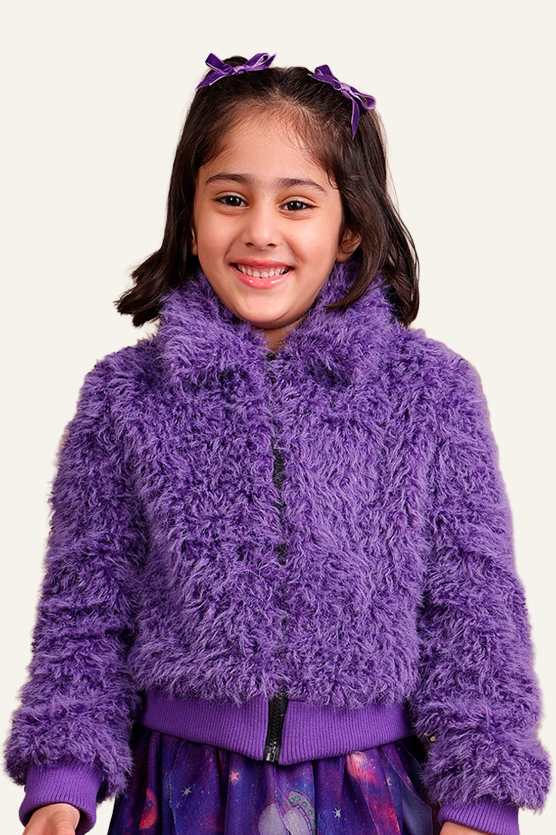 Girls Purple Fur Jacket