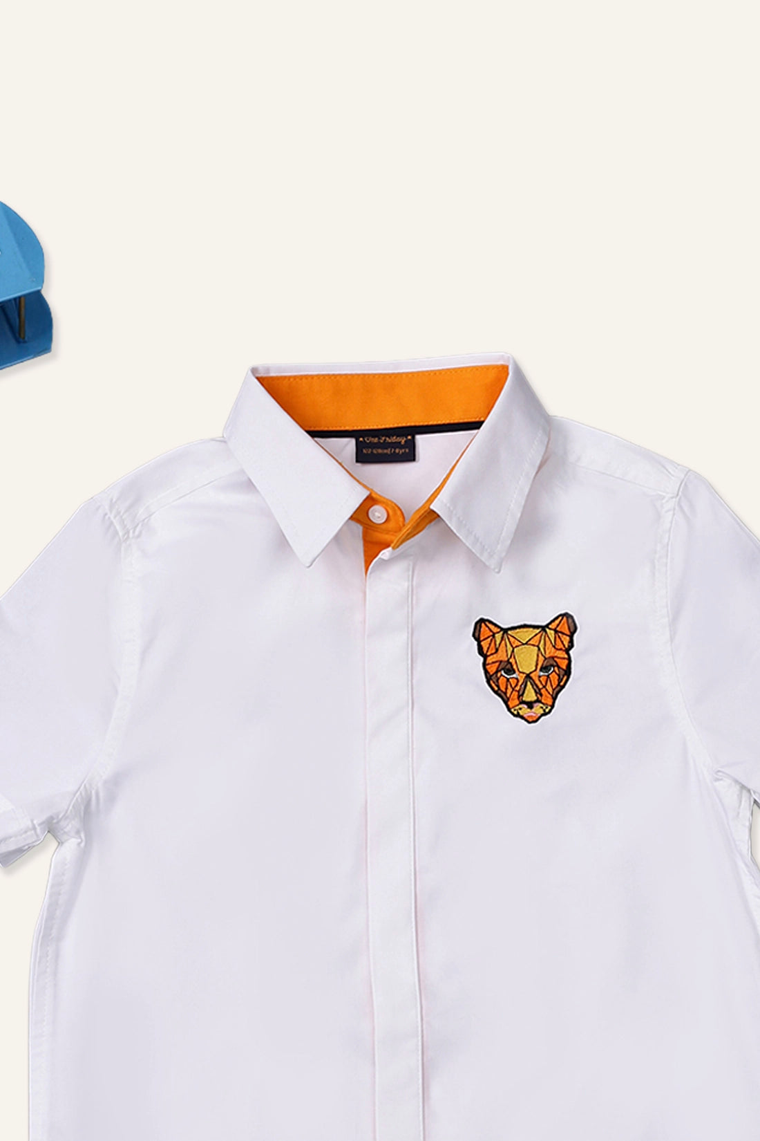 Boys White Shirt with Anime Embroidery