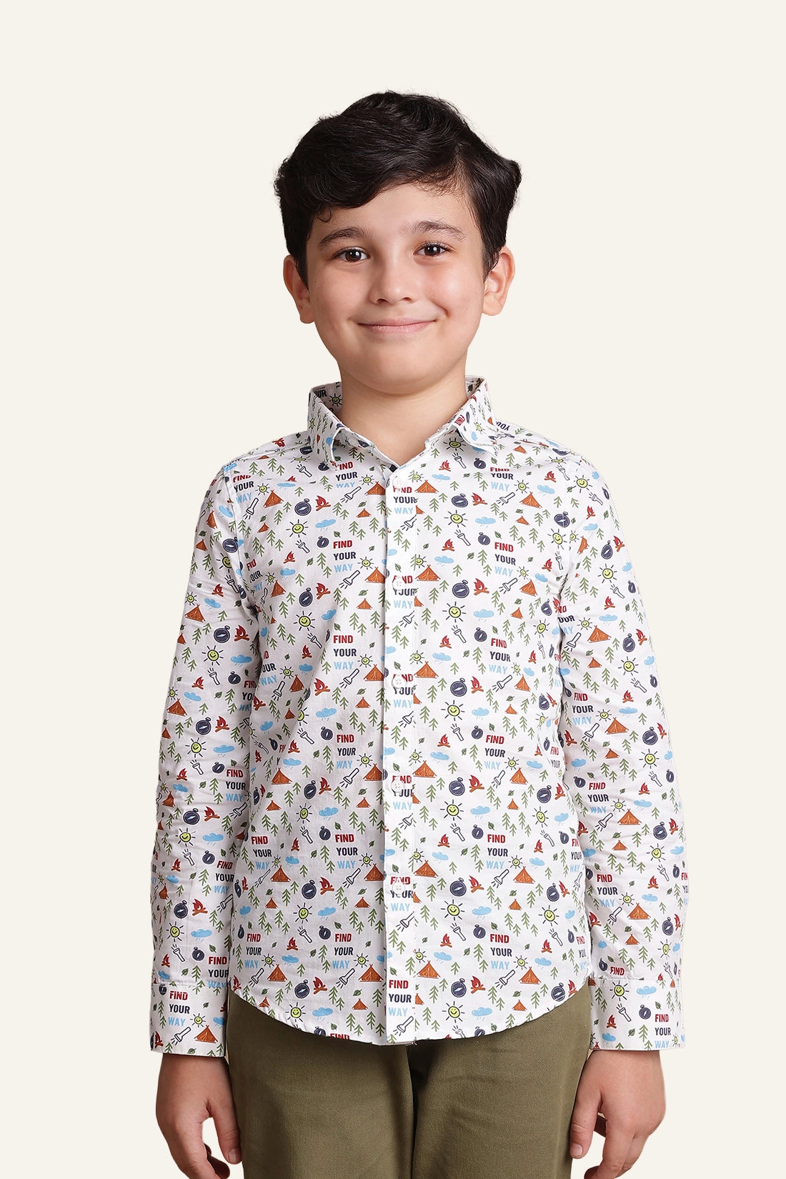 Boys Off White Adventurer Cotton Shirt