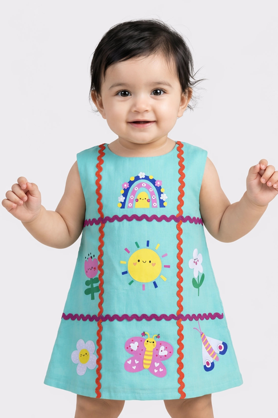 Baby Girls Mint Solid Cotton Dress