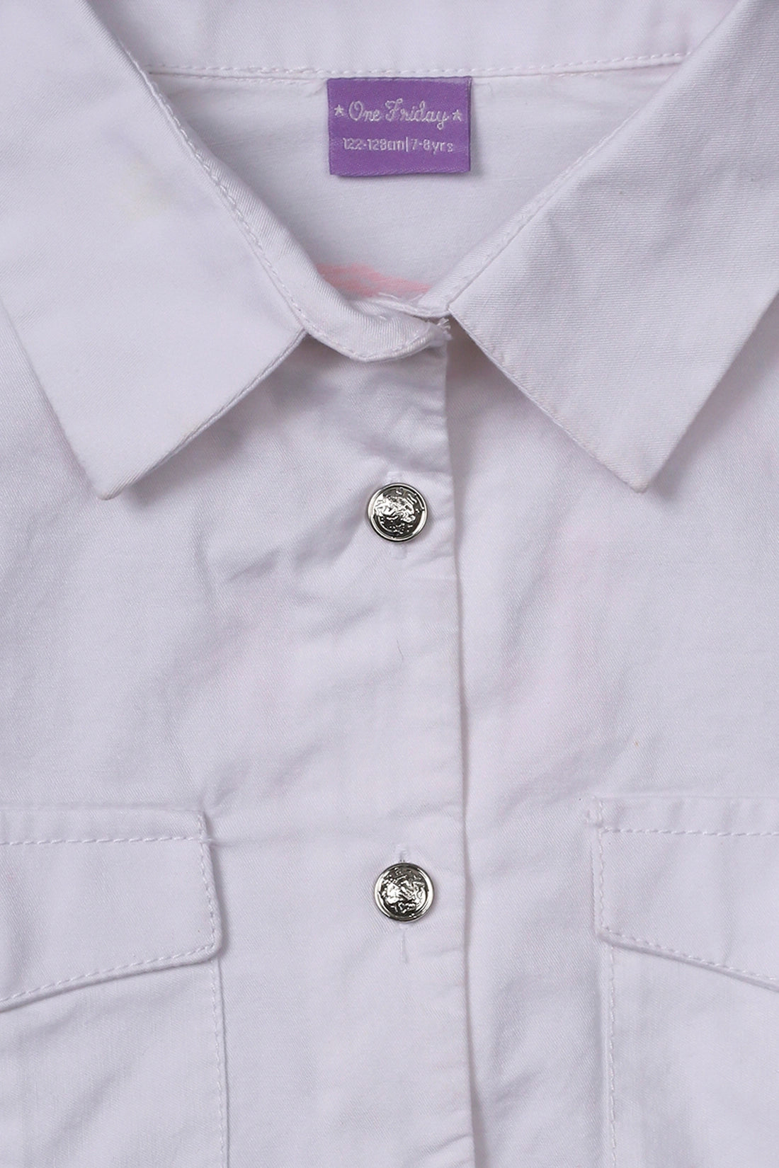 Girls White Cotton Half Sleeves Top with Tie-up Knot
