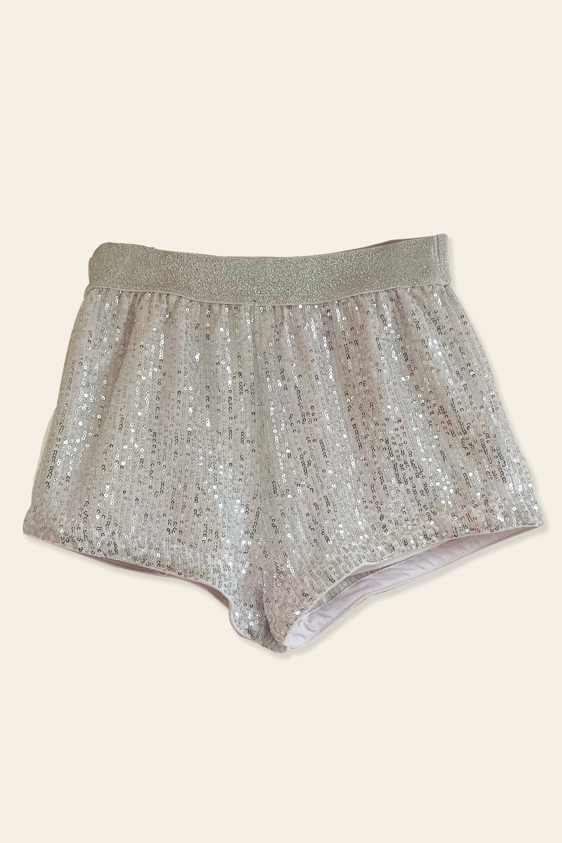 Girls White Sequin Short