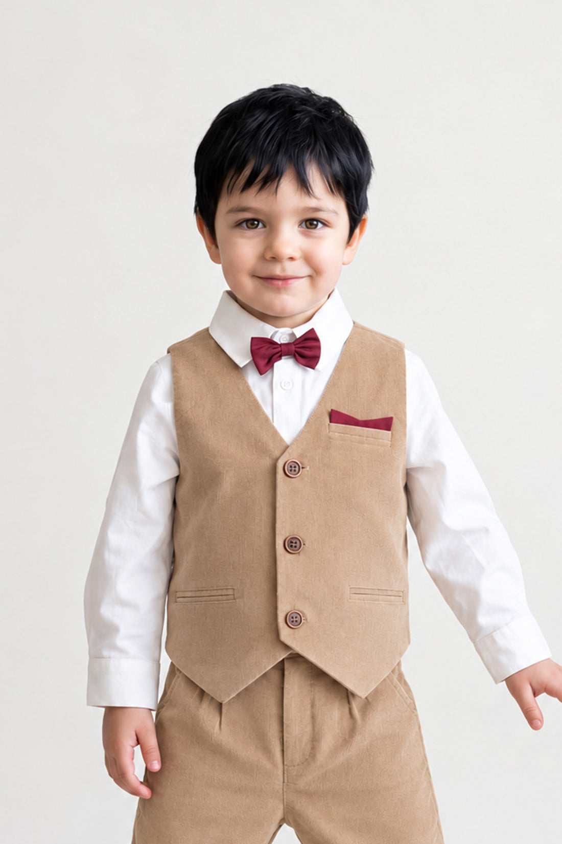 Baby Boys Sand Multicolour Cotton V-Neck Clothing Set